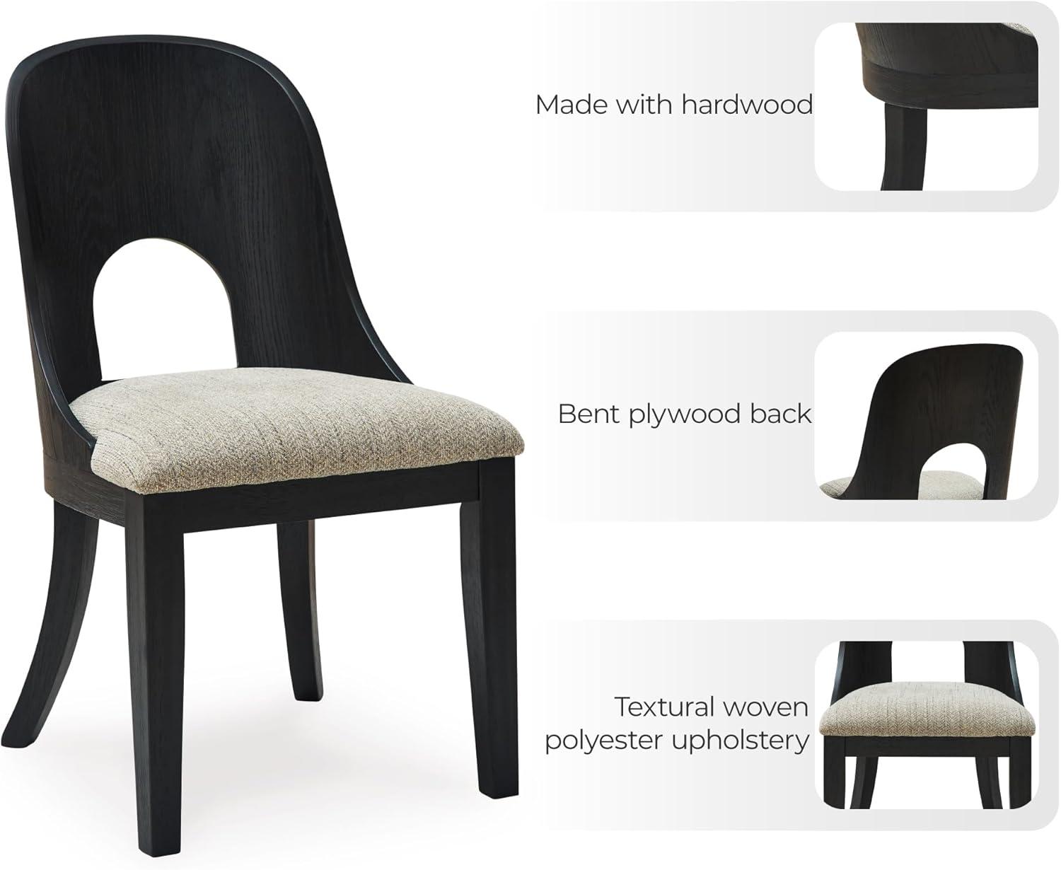 imageSignature Design by Ashley Rowanbeck Contemporary Armless Herringbone Upholstered Dining Chair Set of 2 Black ampamp Light Gray