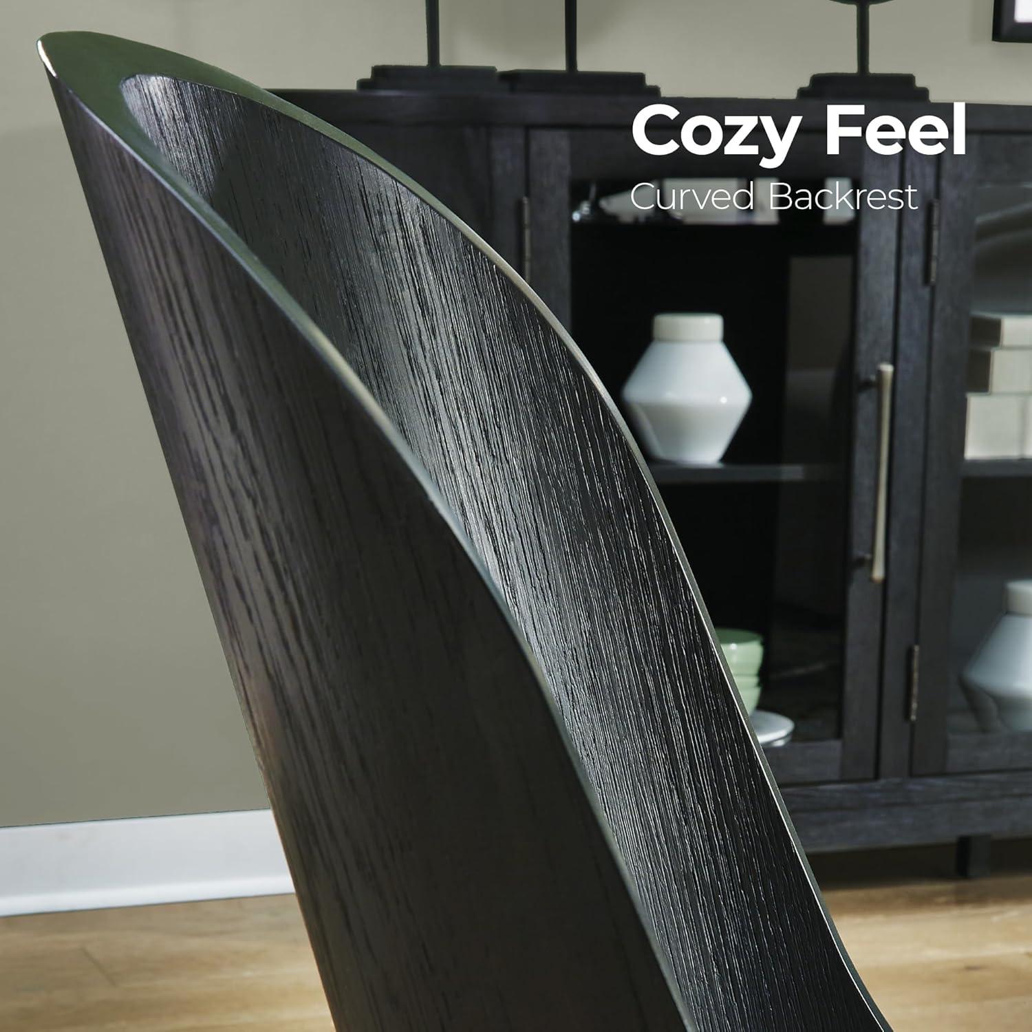 imageSignature Design by Ashley Rowanbeck Contemporary Armless Herringbone Upholstered Dining Chair Set of 2 Black ampamp Light Gray