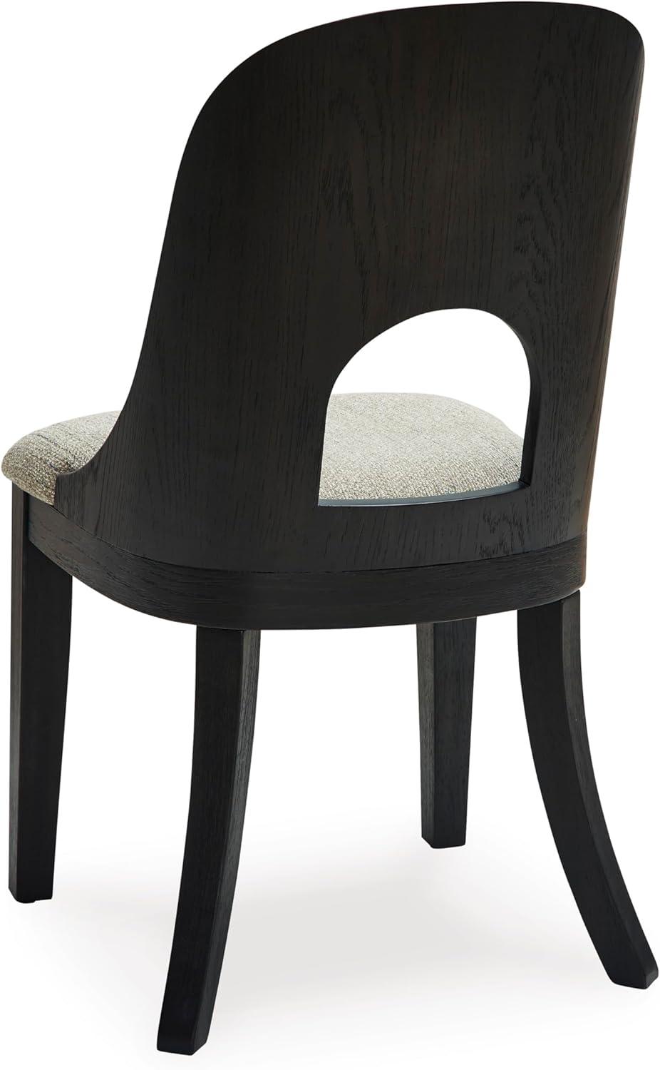 imageSignature Design by Ashley Rowanbeck Contemporary Armless Herringbone Upholstered Dining Chair Set of 2 Black ampamp Light Gray