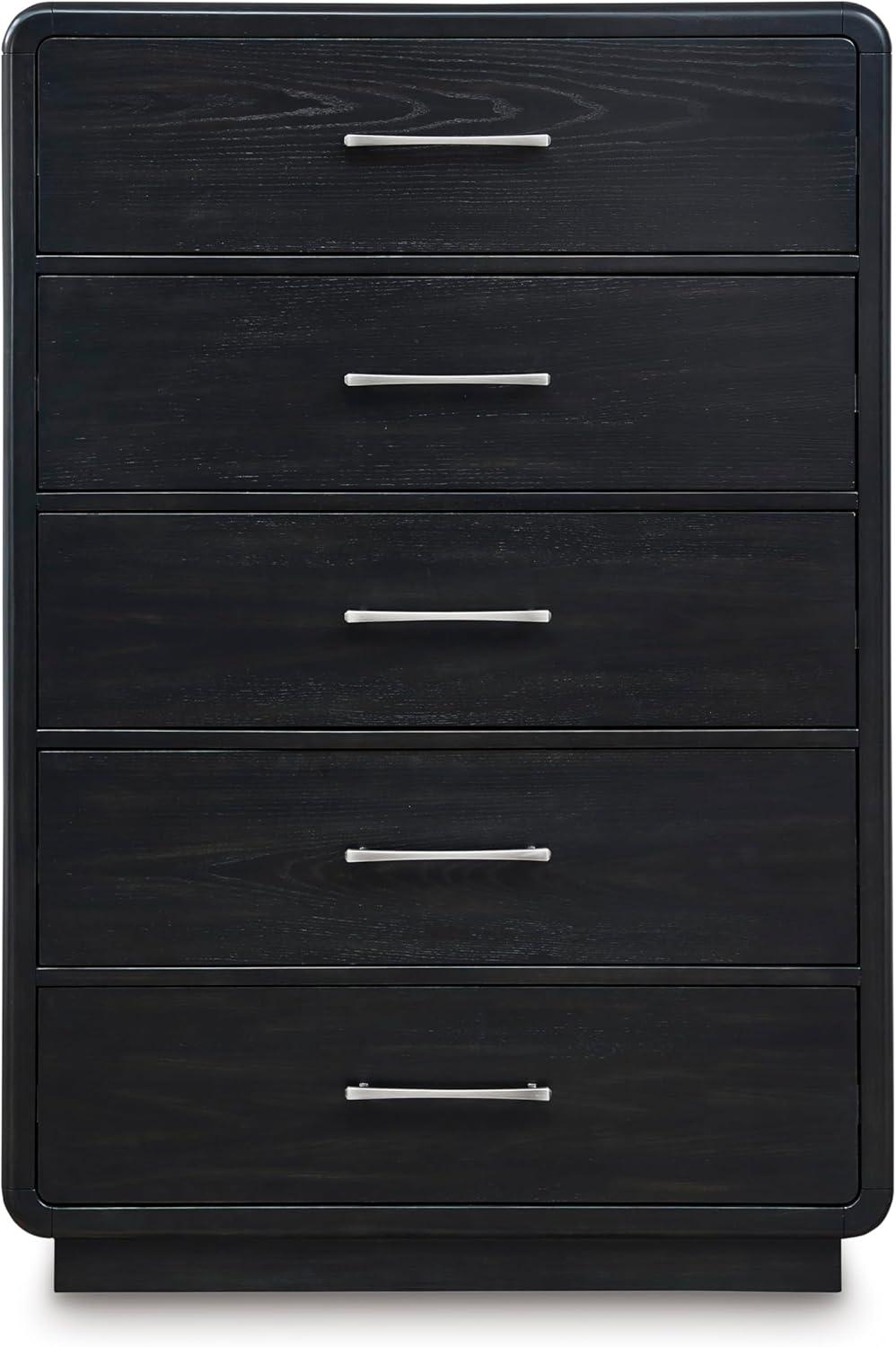imageSignature Design by Ashley Rowanbeck Modern 7 Drawer Dresser with FeltLined Top Drawer and Safety Stop for Bedroom Black5 Drawer Chest