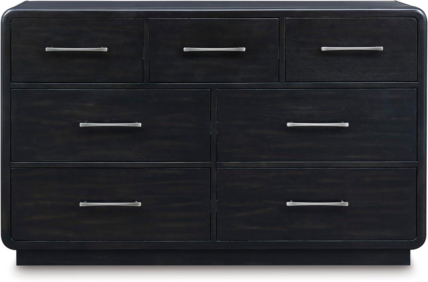 imageSignature Design by Ashley Rowanbeck Modern 7 Drawer Dresser with FeltLined Top Drawer and Safety Stop for Bedroom Black7 Drawer Dresser