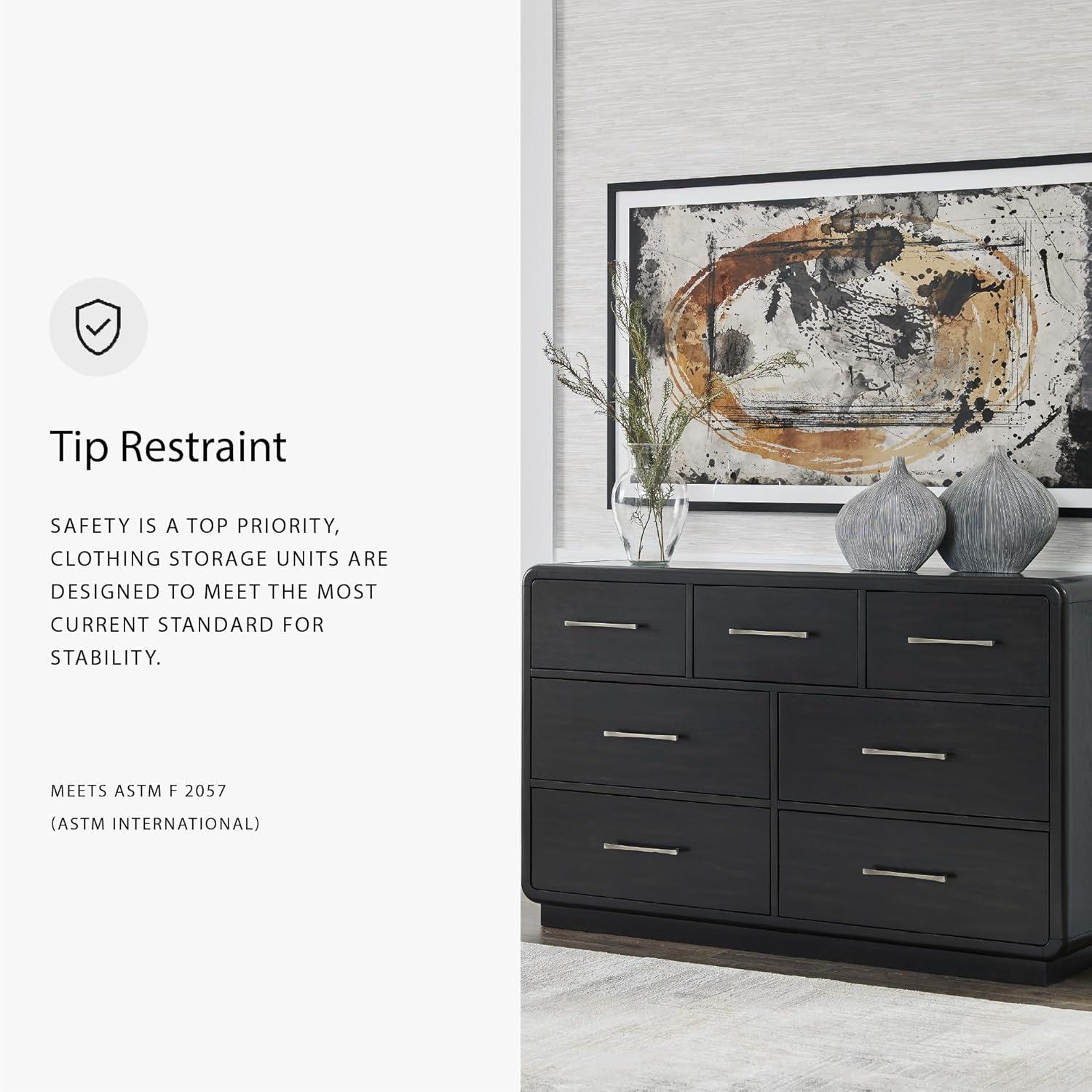 imageSignature Design by Ashley Rowanbeck Modern 7 Drawer Dresser with FeltLined Top Drawer and Safety Stop for Bedroom Black7 Drawer Dresser