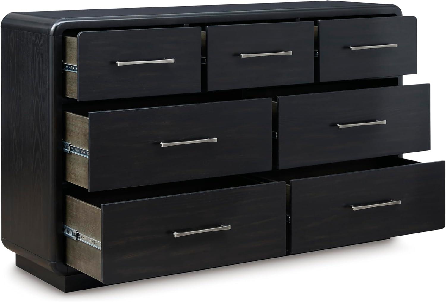 imageSignature Design by Ashley Rowanbeck Modern 7 Drawer Dresser with FeltLined Top Drawer and Safety Stop for Bedroom Black7 Drawer Dresser
