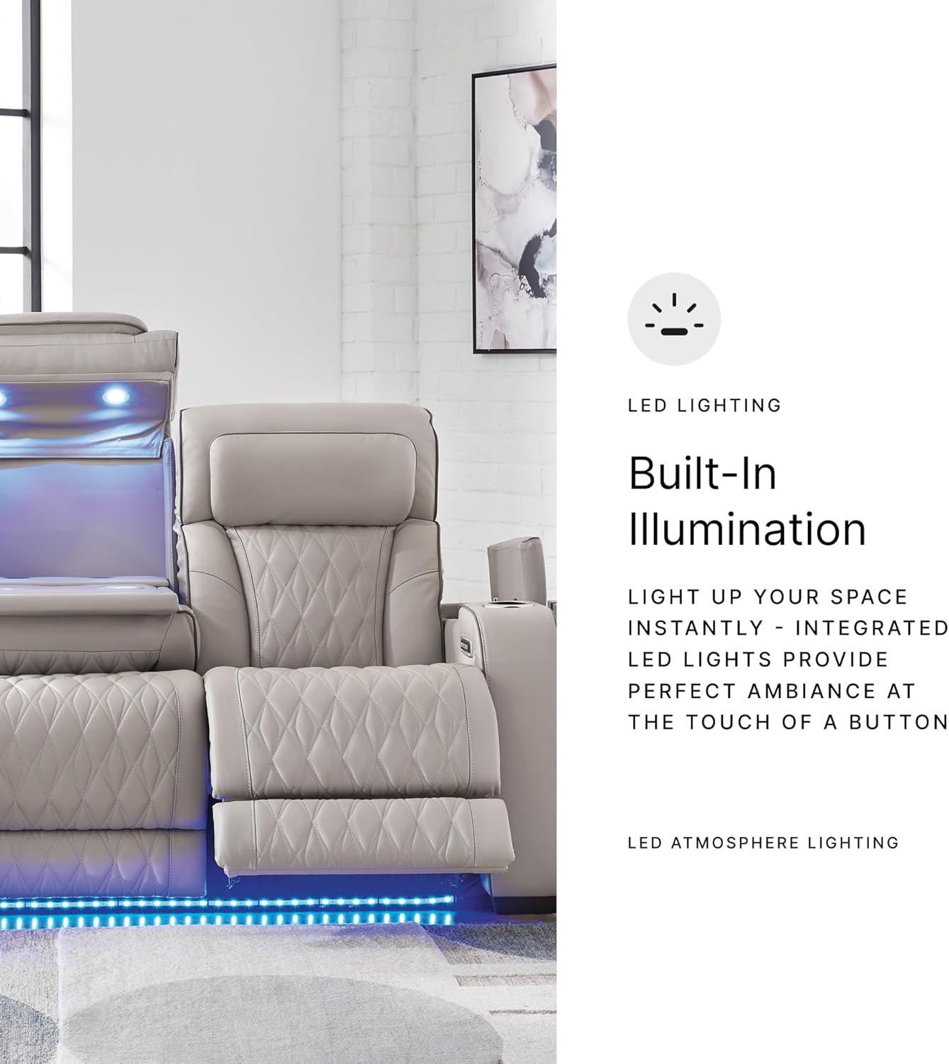 imageSignature Design by Ashley Rowanbeck Modern FeltLined 1 Drawer Nightstand with 1 Lower Shelf LED Lights Power Supply and USB Ports 2675quot Tall Black