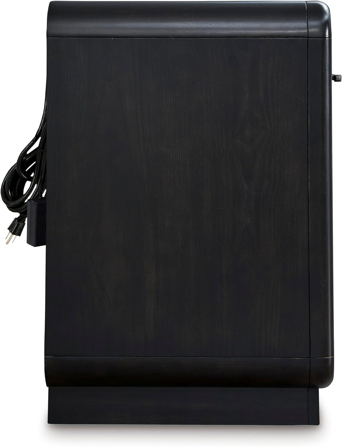 imageSignature Design by Ashley Rowanbeck Modern FeltLined 1 Drawer Nightstand with 1 Lower Shelf LED Lights Power Supply and USB Ports 2675quot Tall Black