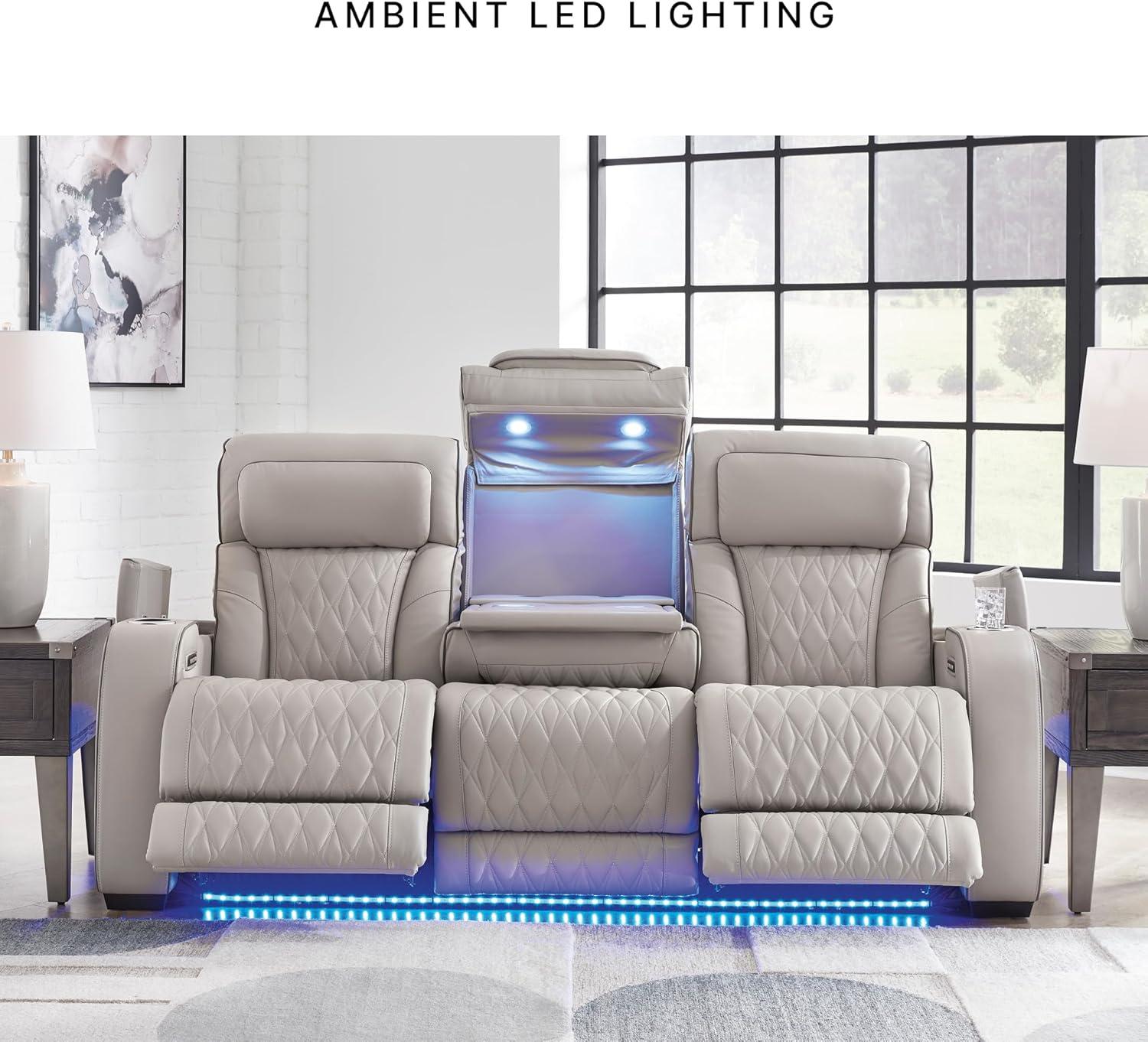 imageSignature Design by Ashley Rowanbeck Modern FeltLined 1 Drawer Nightstand with 1 Lower Shelf LED Lights Power Supply and USB Ports 2675quot Tall Black