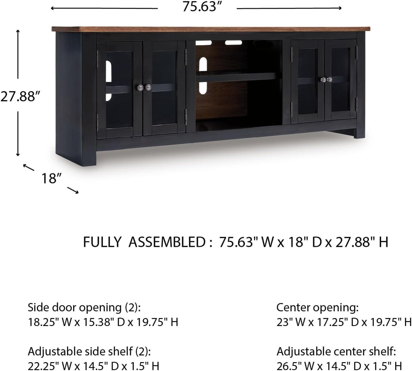 imageSignature Design by Ashley Sharlance Farmhouse 81quot TV Stand for TVs up to 93quot with Adjustable Shelves and Wire Management Light BrownBrownBlack