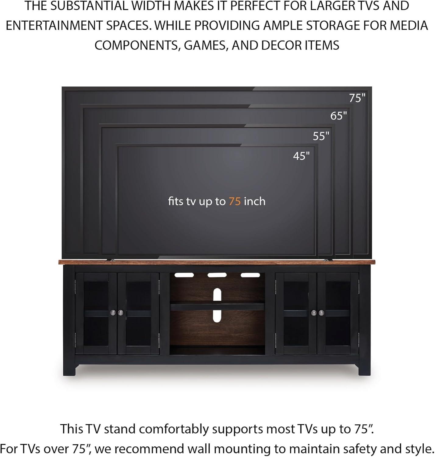imageSignature Design by Ashley Sharlance Farmhouse 81quot TV Stand for TVs up to 93quot with Adjustable Shelves and Wire Management Light BrownBrownBlack
