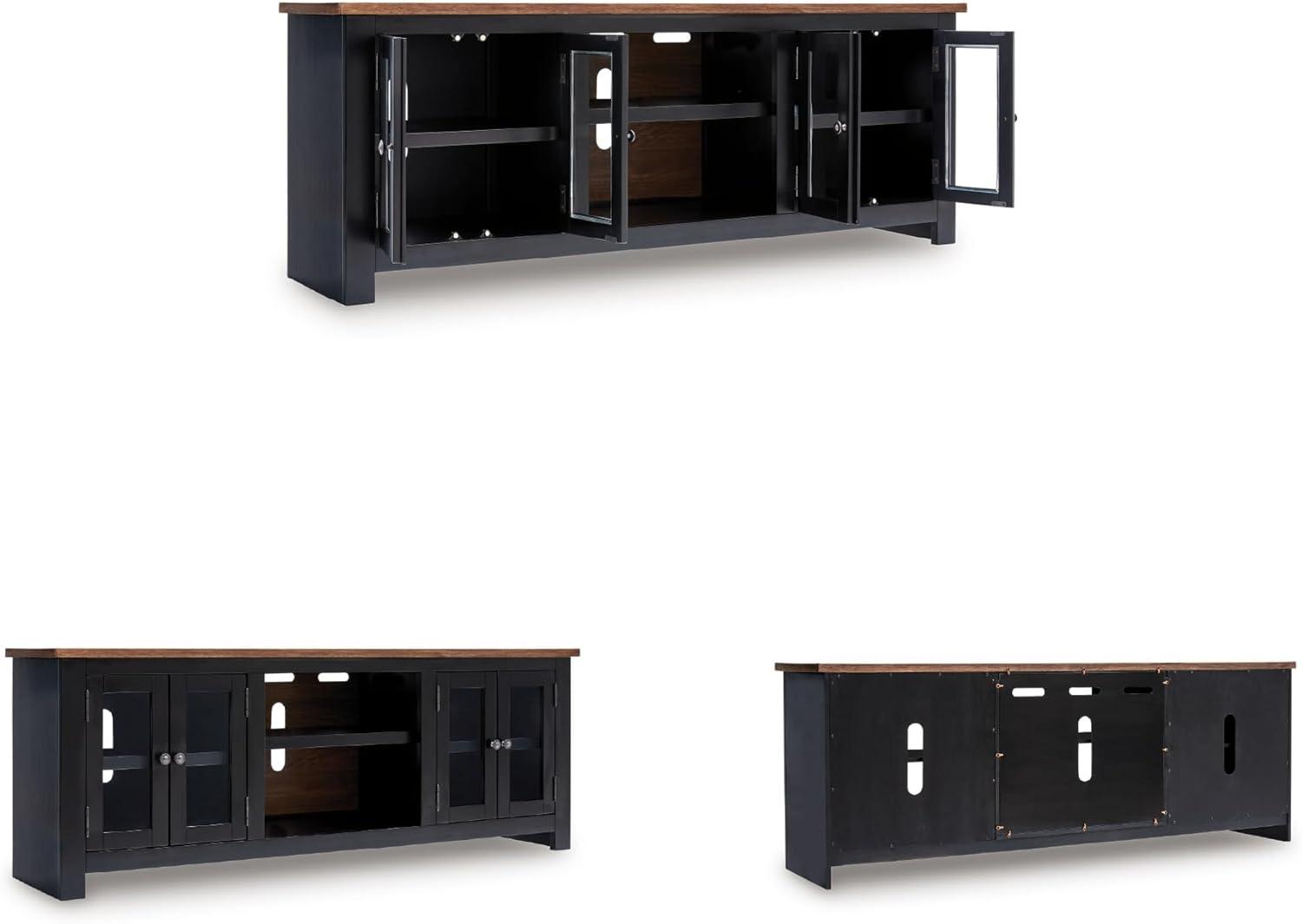 imageSignature Design by Ashley Sharlance Farmhouse 81quot TV Stand for TVs up to 93quot with Adjustable Shelves and Wire Management Light BrownBrownBlack