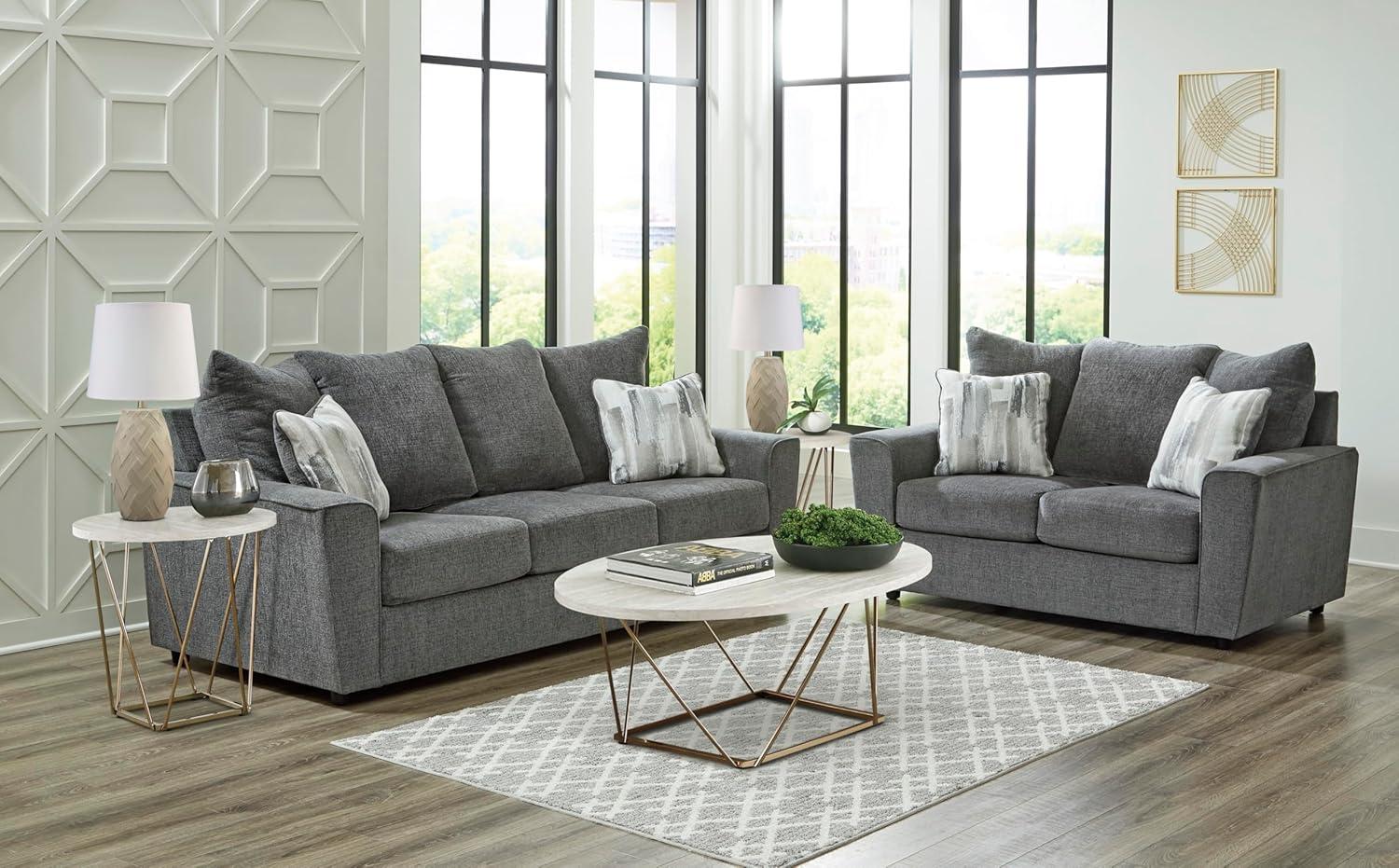 imageSignature Design by Ashley Stairatt Casual Loveseat with Flared Arms GrayGrey