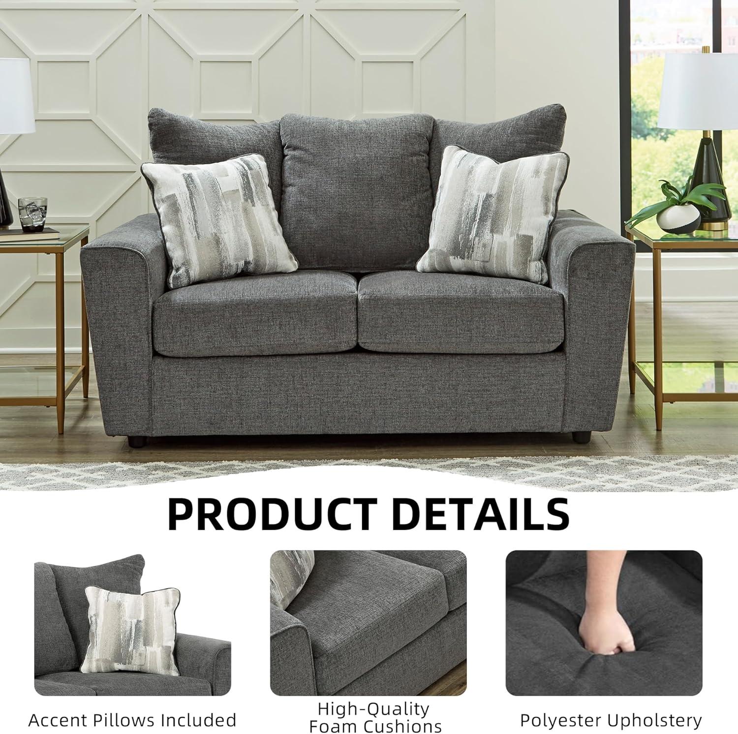 imageSignature Design by Ashley Stairatt Casual Loveseat with Flared Arms GrayGrey