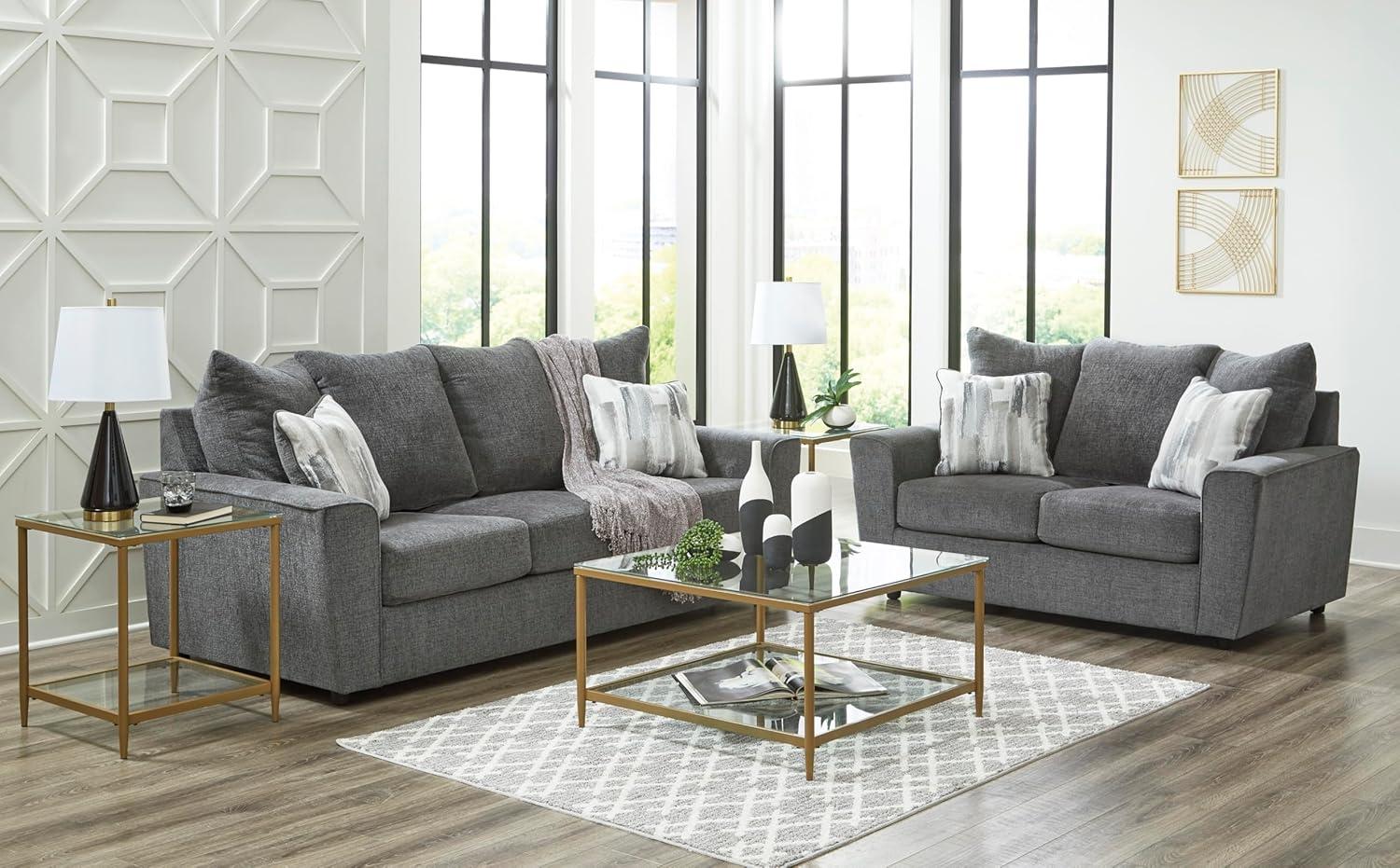 imageSignature Design by Ashley Stairatt Casual Loveseat with Flared Arms GrayGrey