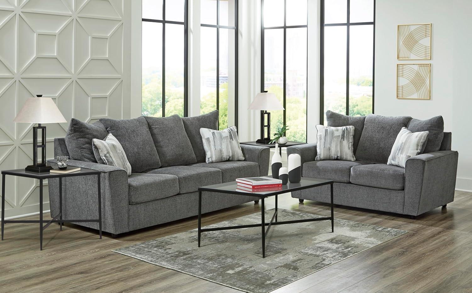 imageSignature Design by Ashley Stairatt Casual Loveseat with Flared Arms GrayGrey