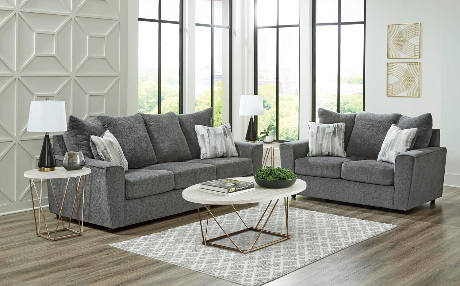 imageSignature Design by Ashley Stairatt Casual Loveseat with Flared Arms GrayGrey