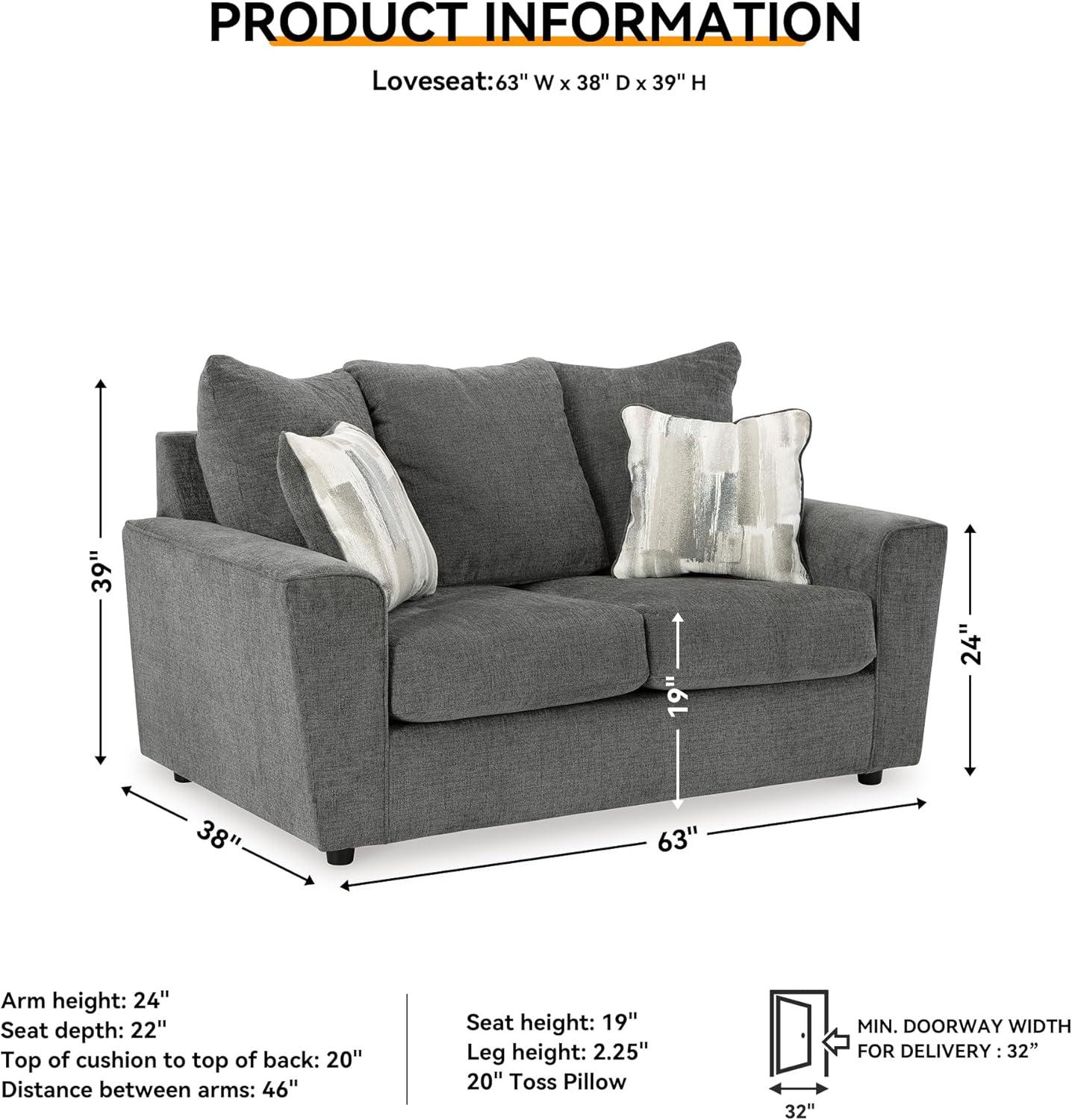imageSignature Design by Ashley Stairatt Casual Loveseat with Flared Arms GrayGrey
