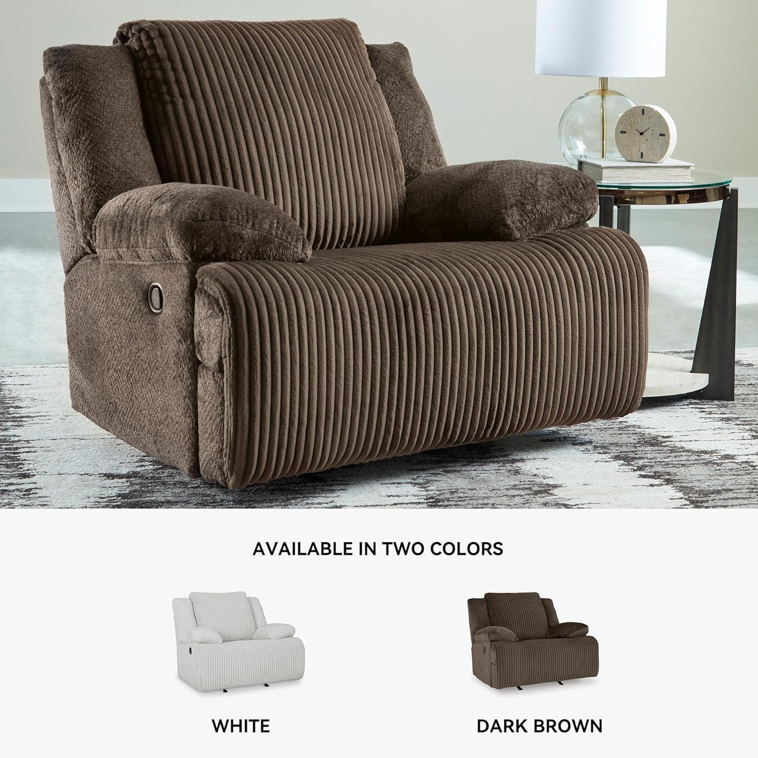imageSignature Design by Ashley Top Tier Modern Indoor Upholstered Manual Rocker Recliner WhiteDark Brown