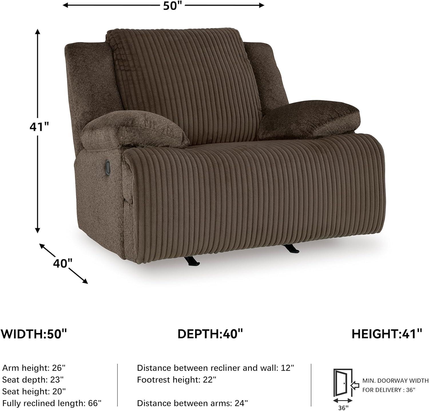 imageSignature Design by Ashley Top Tier Modern Indoor Upholstered Manual Rocker Recliner WhiteDark Brown