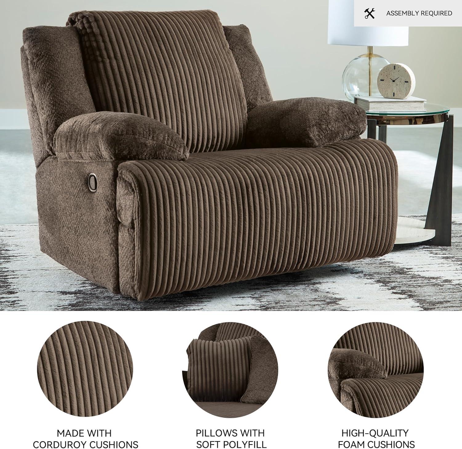 imageSignature Design by Ashley Top Tier Modern Indoor Upholstered Manual Rocker Recliner WhiteDark Brown