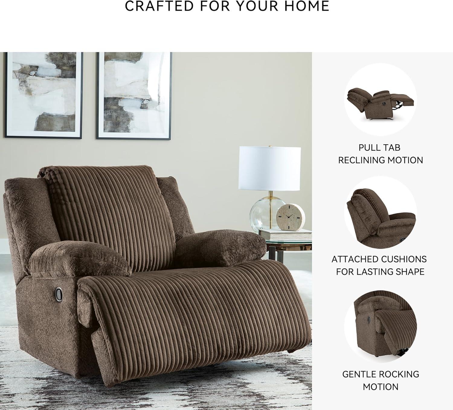 imageSignature Design by Ashley Top Tier Modern Indoor Upholstered Manual Rocker Recliner WhiteDark Brown