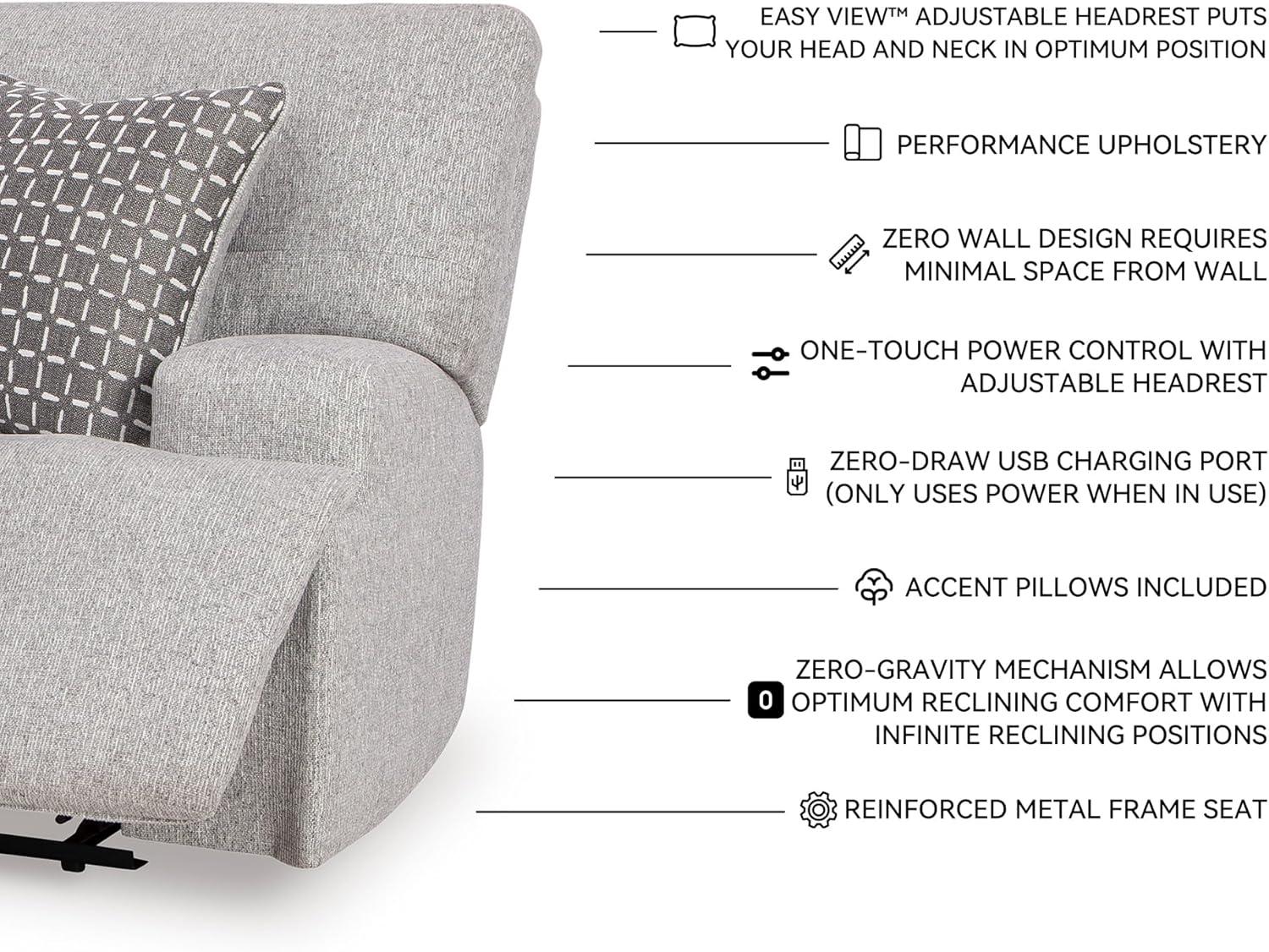 imageSignature Design by Ashley Top Tier Modern Indoor Upholstered Manual Rocker Recliner WhiteLight Gray