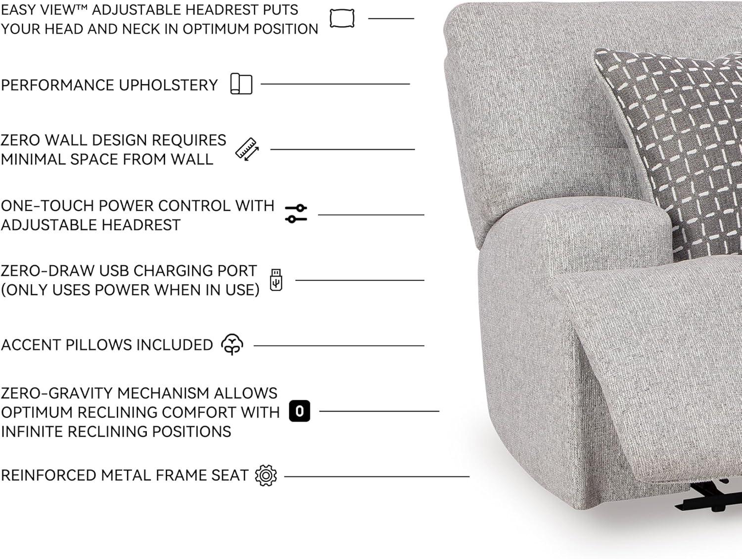 imageSignature Design by Ashley Top Tier Modern Indoor Upholstered Manual Rocker Recliner WhiteLight Gray