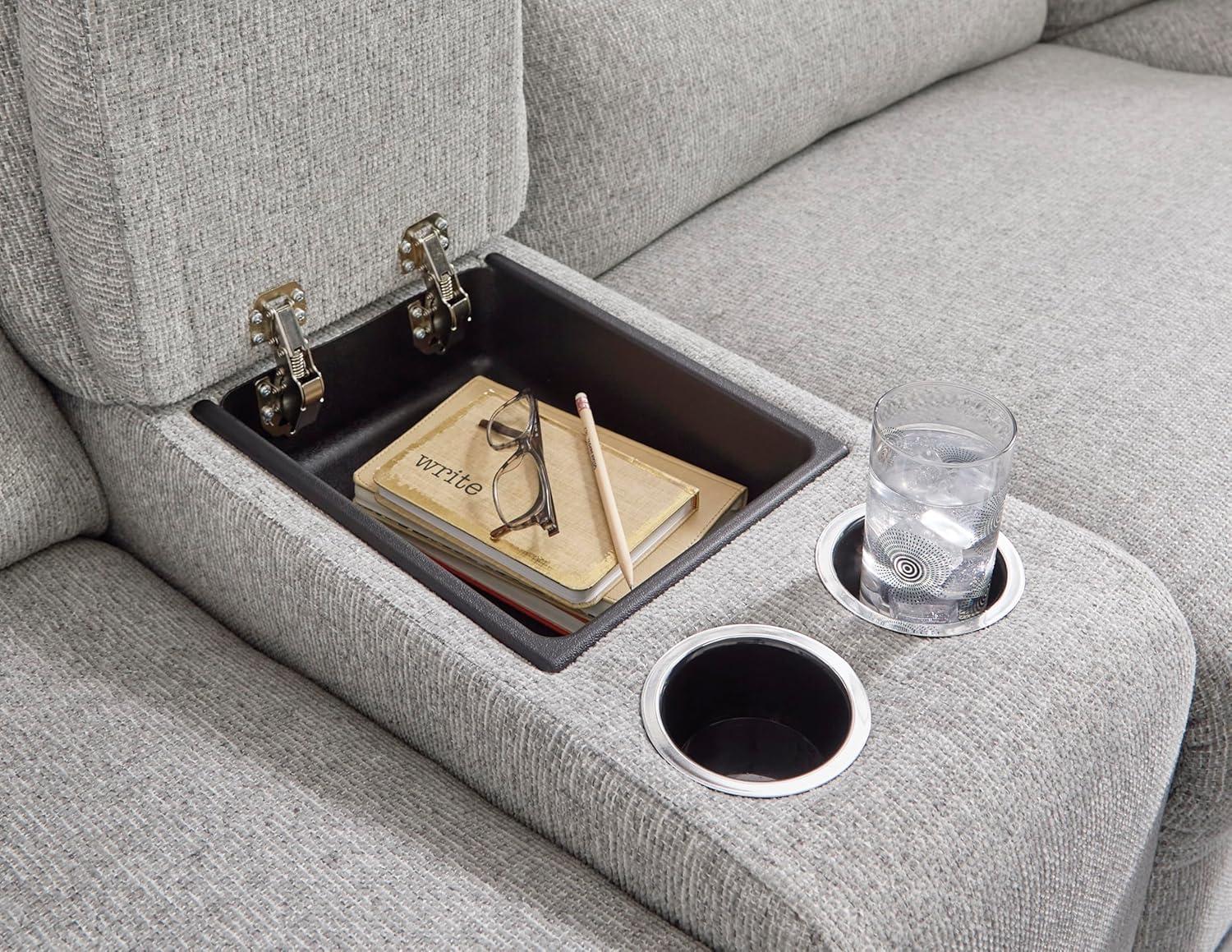 imageSignature Design by Ashley Top Tier Modern Indoor Upholstered Manual Rocker Recliner WhiteLight Gray