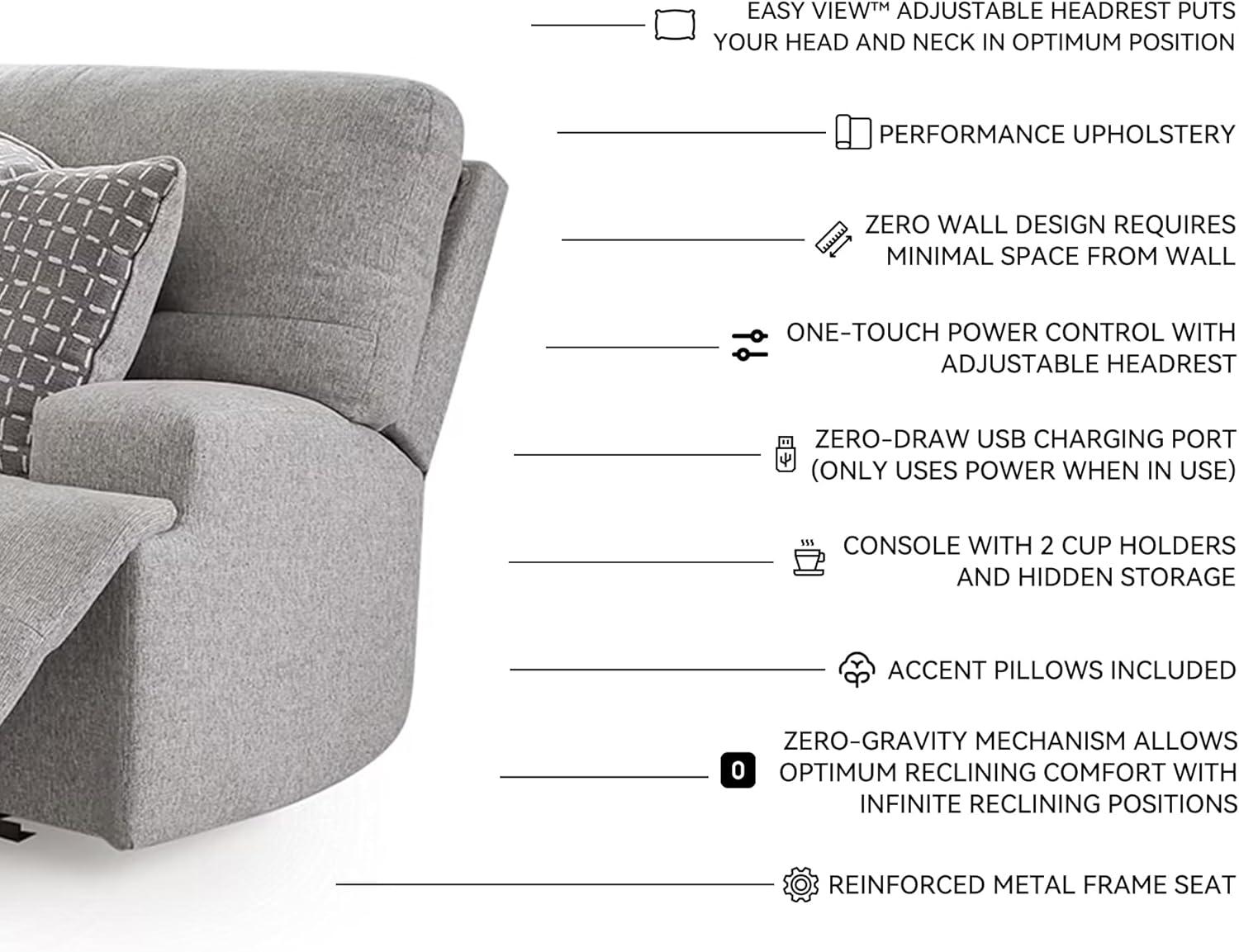 imageSignature Design by Ashley Top Tier Modern Indoor Upholstered Manual Rocker Recliner WhiteLight Gray