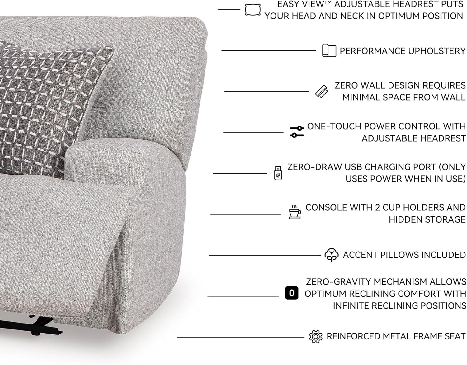 imageSignature Design by Ashley Top Tier Modern Indoor Upholstered Manual Rocker Recliner WhiteLight Gray