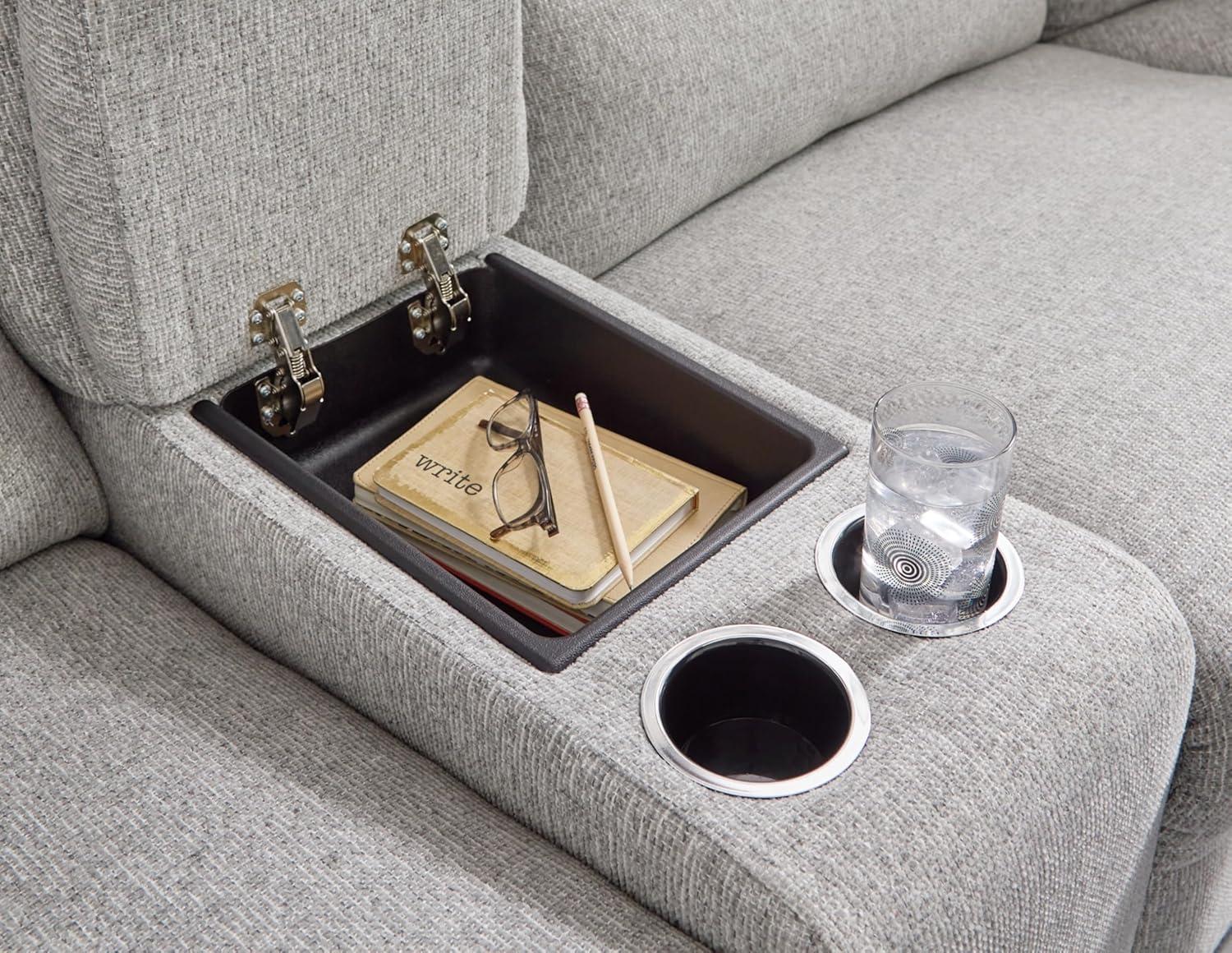 imageSignature Design by Ashley Top Tier Modern Indoor Upholstered Manual Rocker Recliner WhiteLight Gray