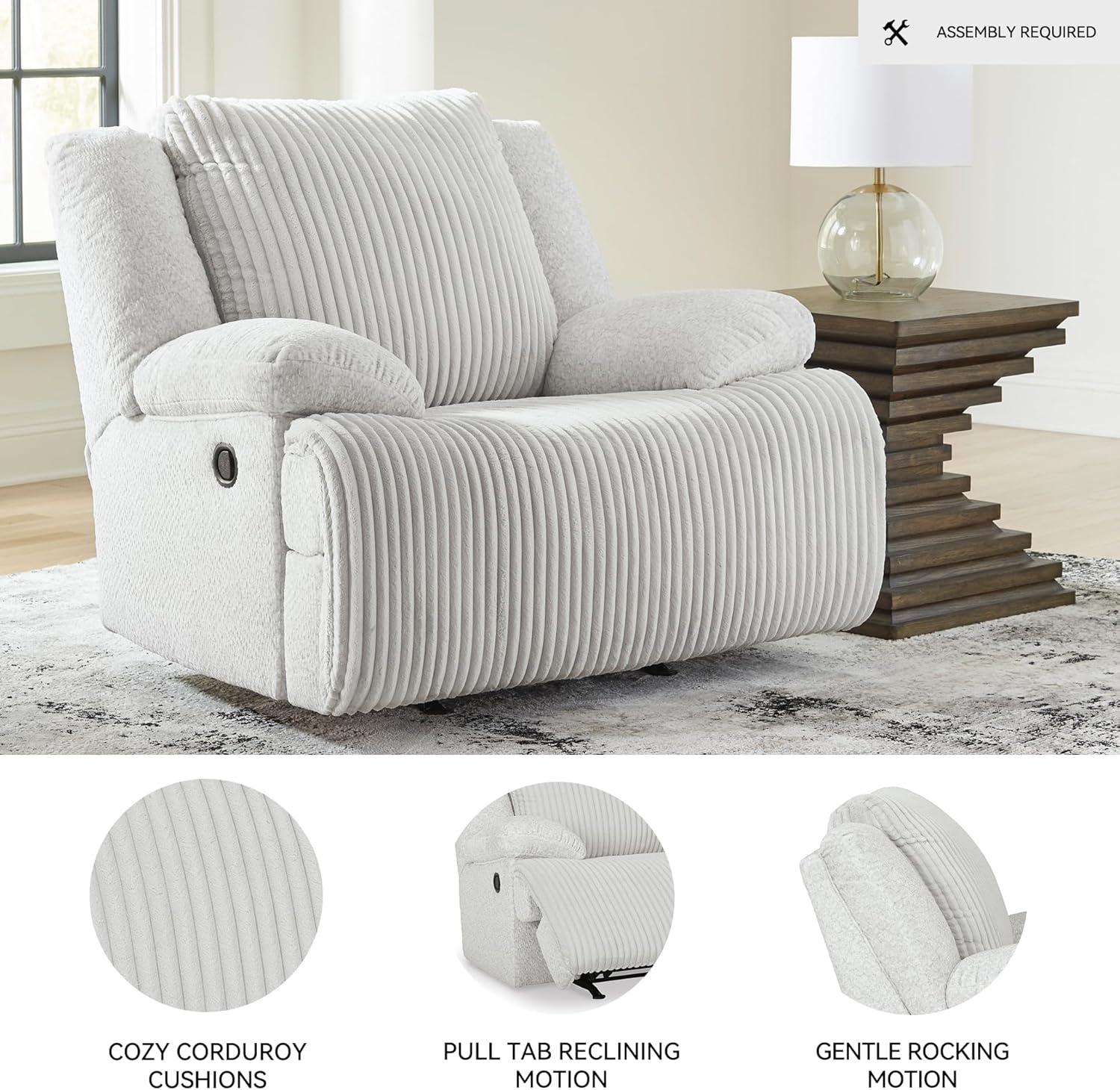 imageSignature Design by Ashley Top Tier Modern Indoor Upholstered Manual Rocker Recliner WhiteWhite