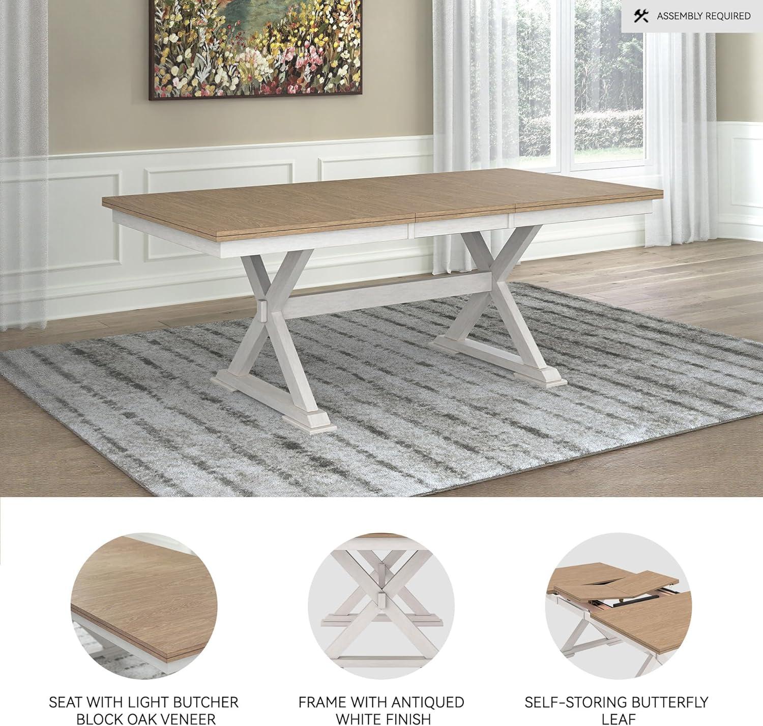 imageSignature Design by Ashley Westlinport Casual Dining Butterfly Extension Table with SelfStoring Butterfly Leaf Light Brown ampamp White