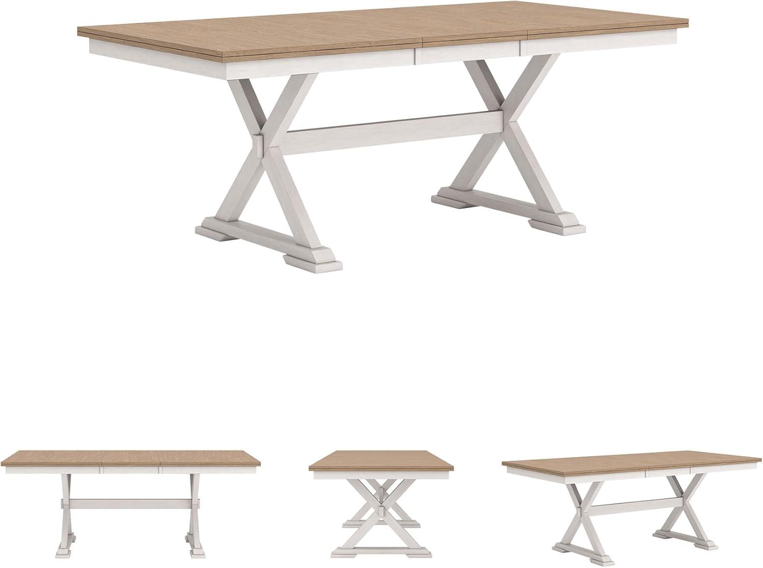 imageSignature Design by Ashley Westlinport Casual Dining Butterfly Extension Table with SelfStoring Butterfly Leaf Light Brown ampamp White