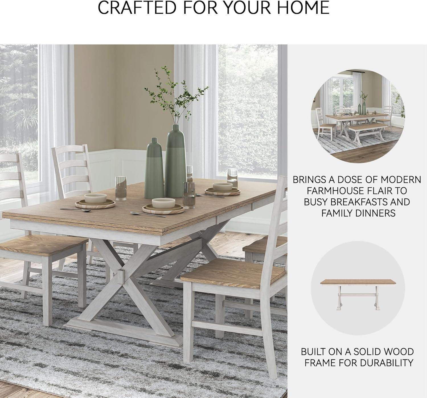 imageSignature Design by Ashley Westlinport Casual Dining Butterfly Extension Table with SelfStoring Butterfly Leaf Light Brown ampamp White