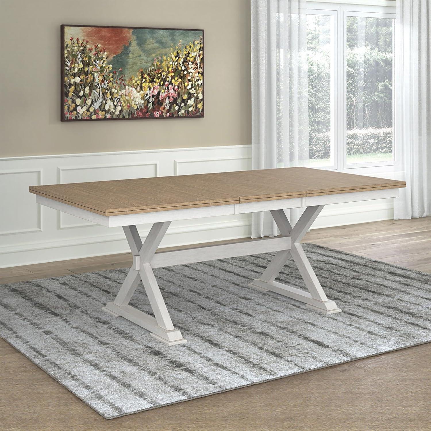 imageSignature Design by Ashley Westlinport Casual Dining Butterfly Extension Table with SelfStoring Butterfly Leaf Light Brown ampamp White
