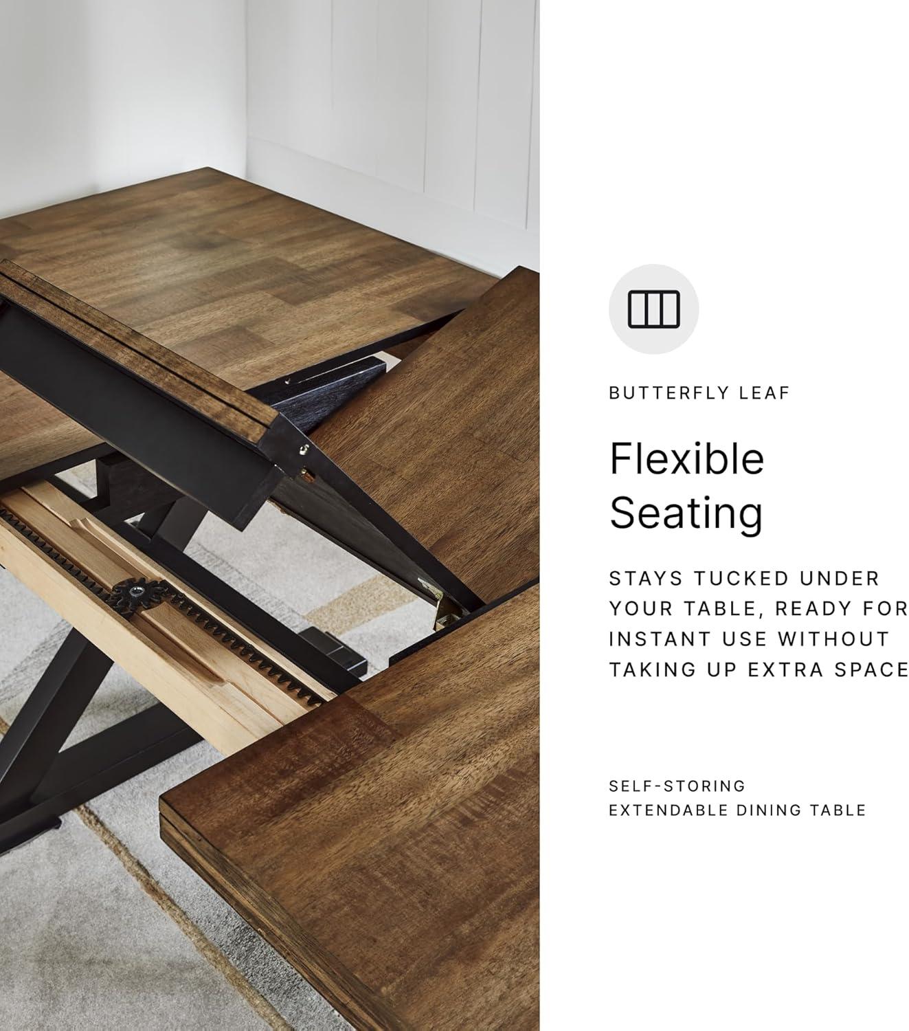 imageSignature Design by Ashley Westlinport Casual Dining Butterfly Extension Table with SelfStoring Butterfly Leaf Light Brown ampamp White