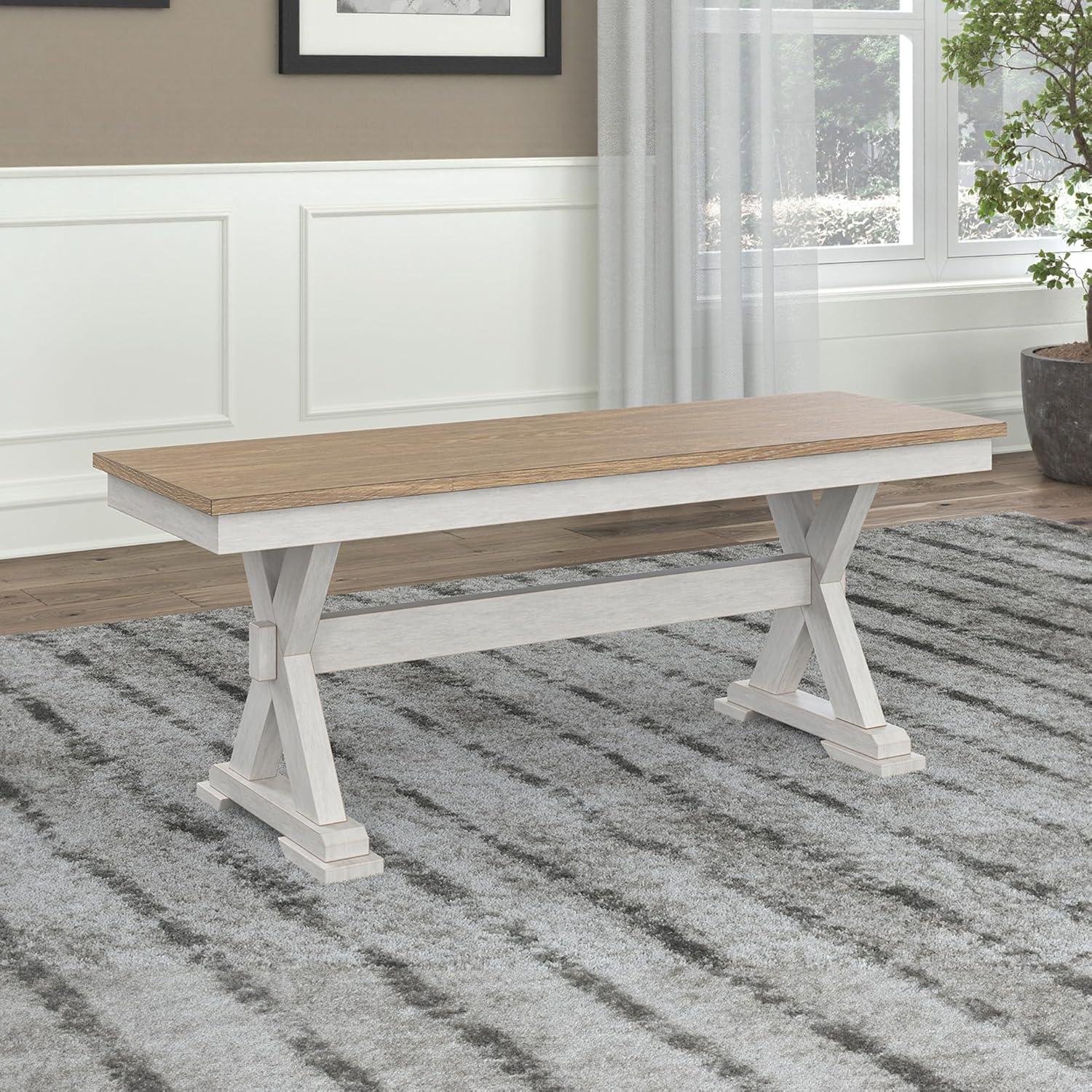 imageSignature Design by Ashley Westlinport Farmhouse 48quot Dining Bench with Antiqued Finish Antique White