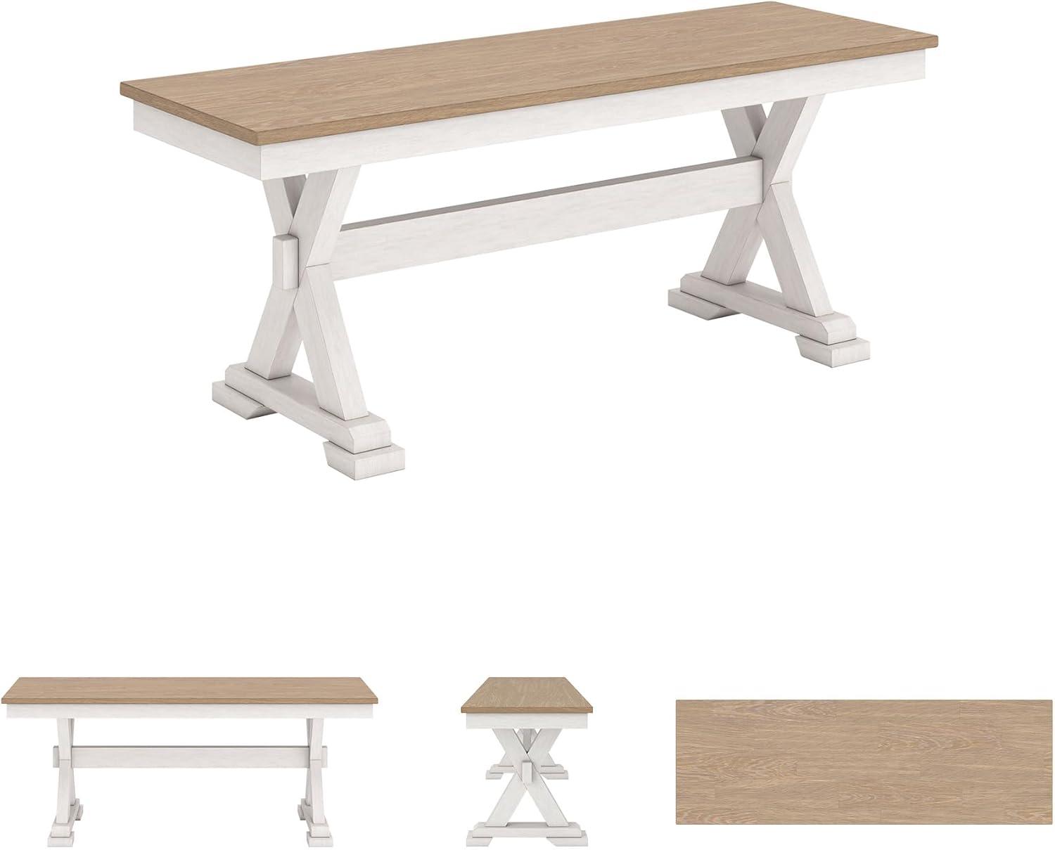 imageSignature Design by Ashley Westlinport Farmhouse 48quot Dining Bench with Antiqued Finish Antique White