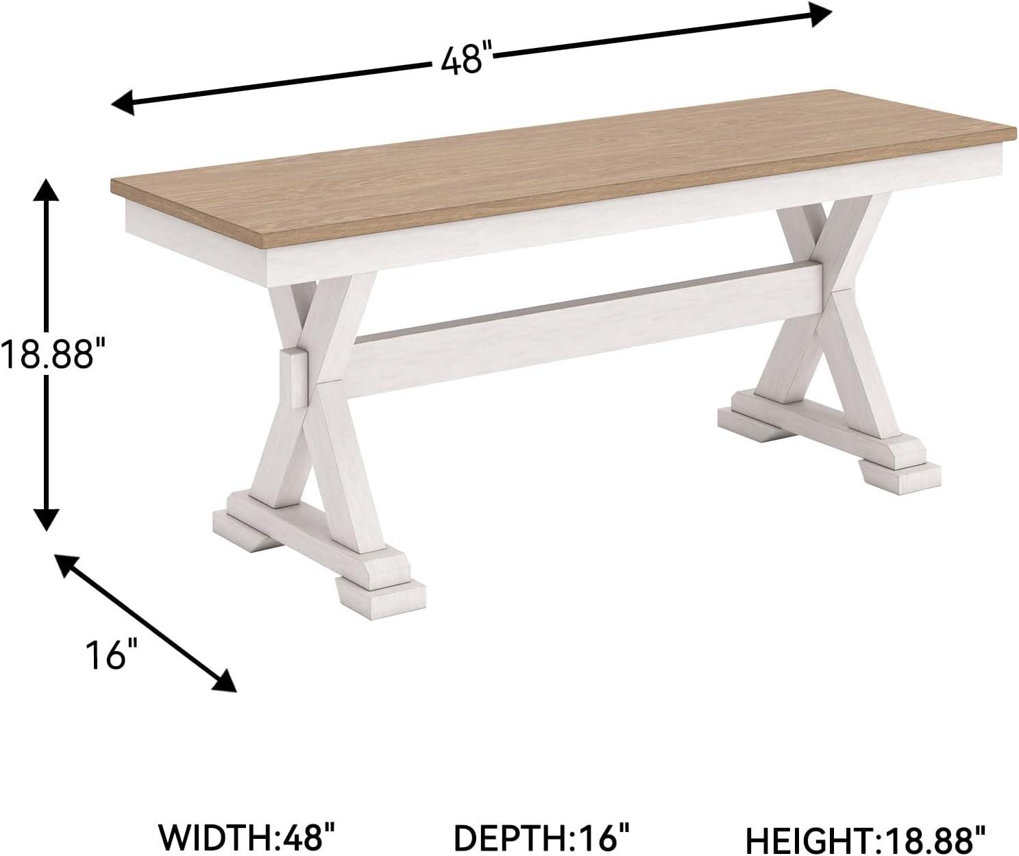 imageSignature Design by Ashley Westlinport Farmhouse 48quot Dining Bench with Antiqued Finish Antique White