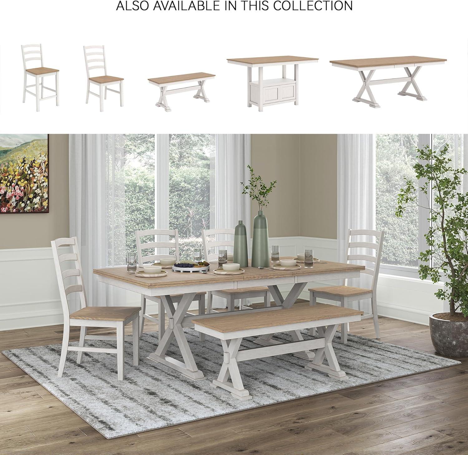 imageSignature Design by Ashley Westlinport Farmhouse 48quot Dining Bench with Antiqued Finish Antique White