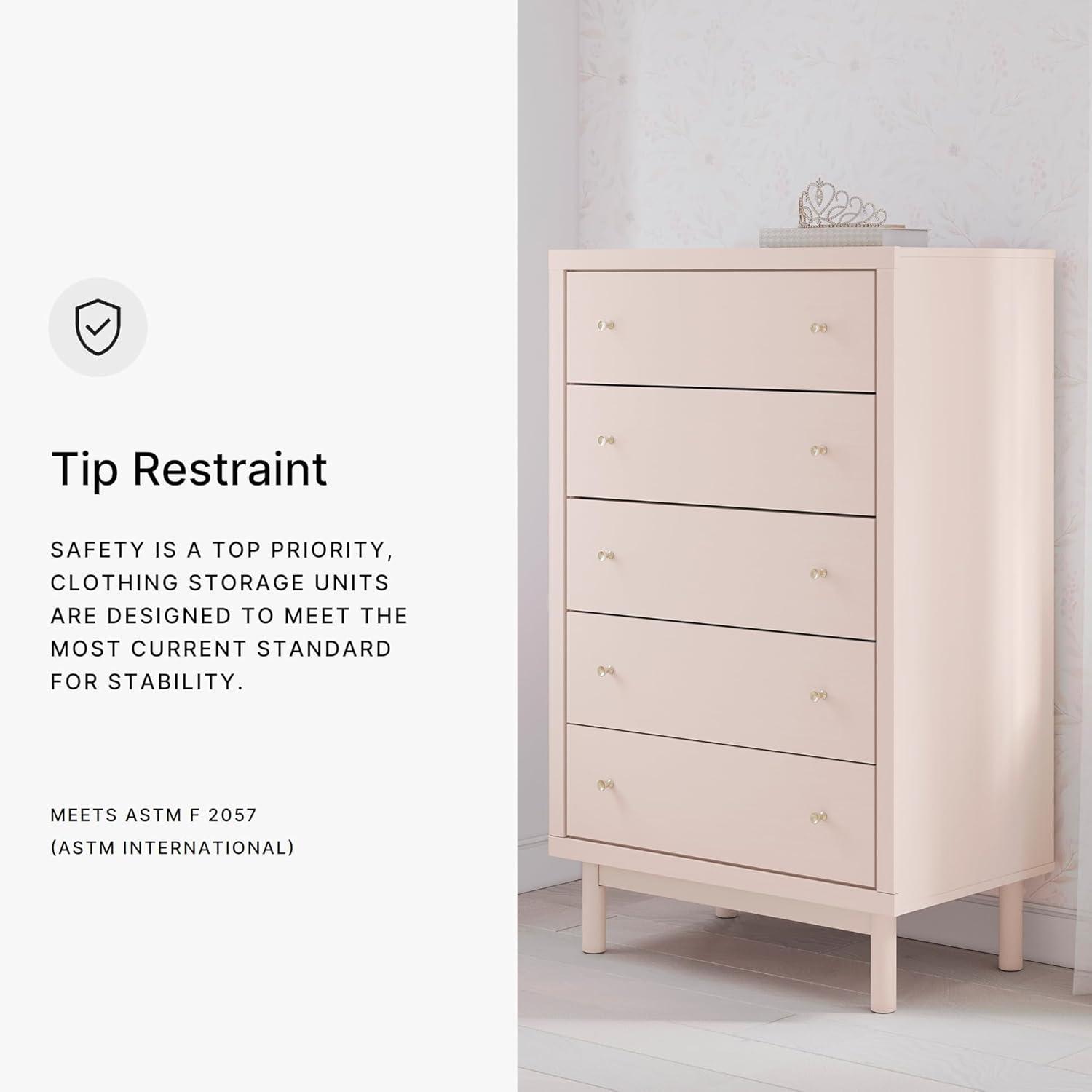 imageSignature Design by Ashley Wistenpine Modern 6Drawer Dresser with Safety Stop Pink5 Drawer Chest