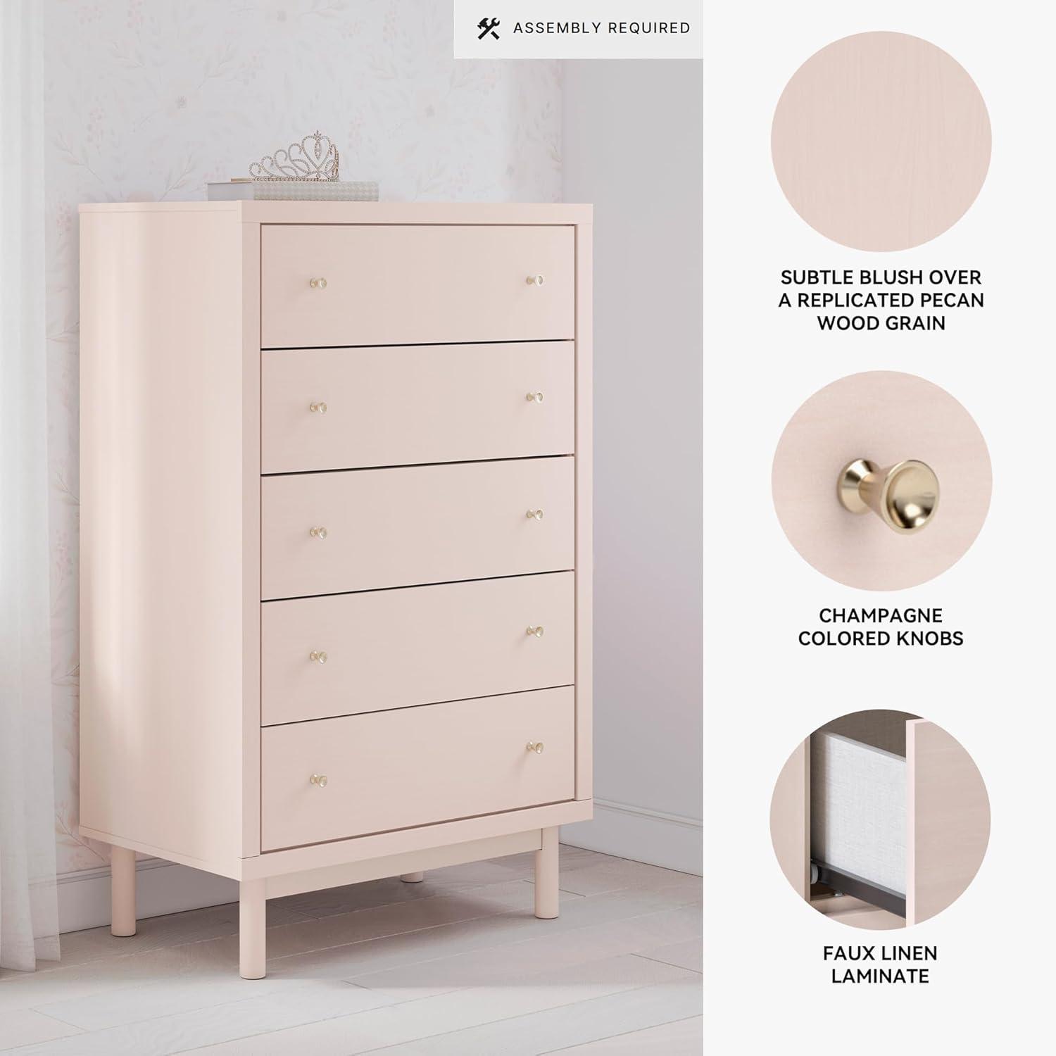 imageSignature Design by Ashley Wistenpine Modern 6Drawer Dresser with Safety Stop Pink5 Drawer Chest