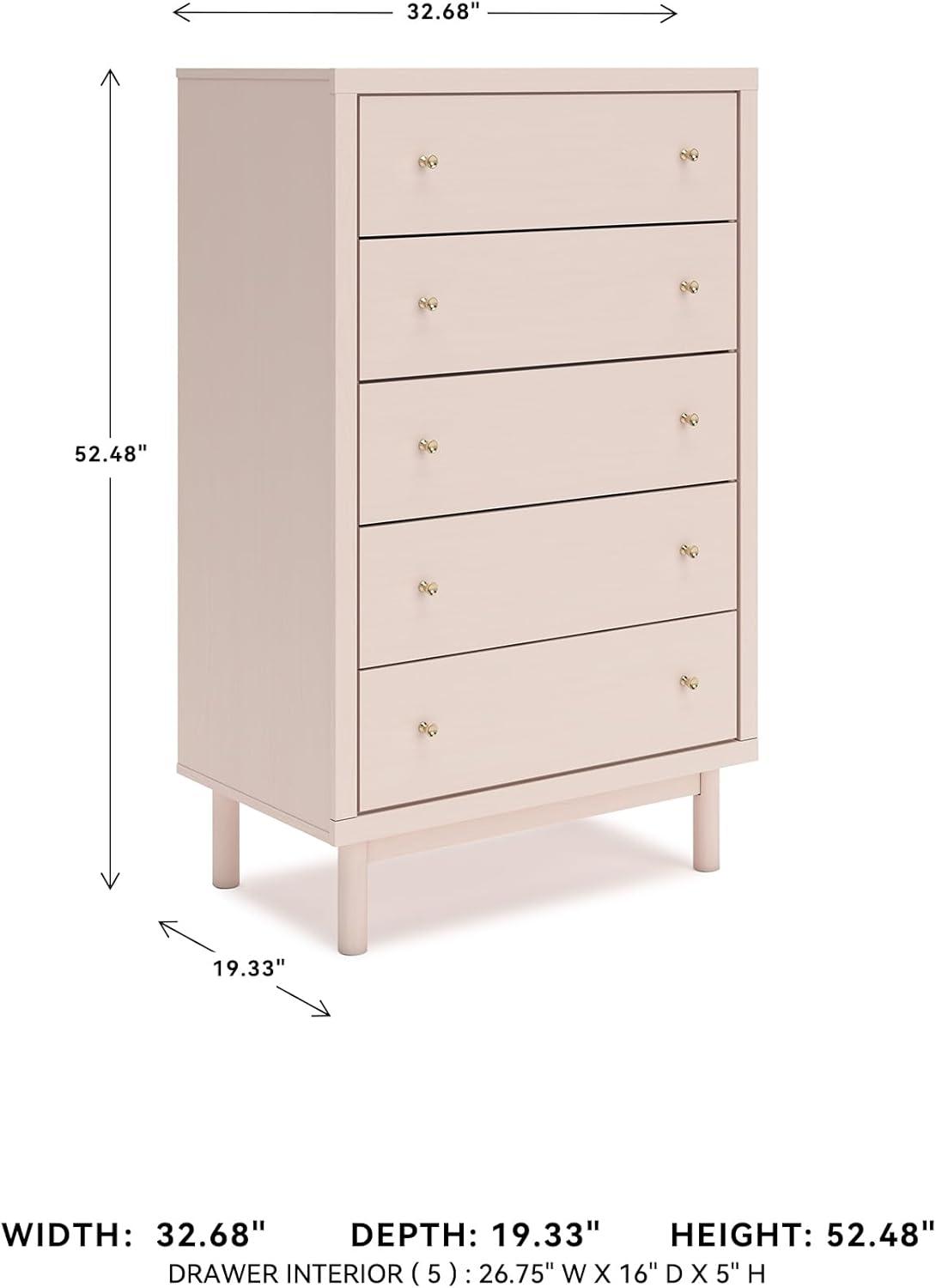 imageSignature Design by Ashley Wistenpine Modern 6Drawer Dresser with Safety Stop Pink5 Drawer Chest