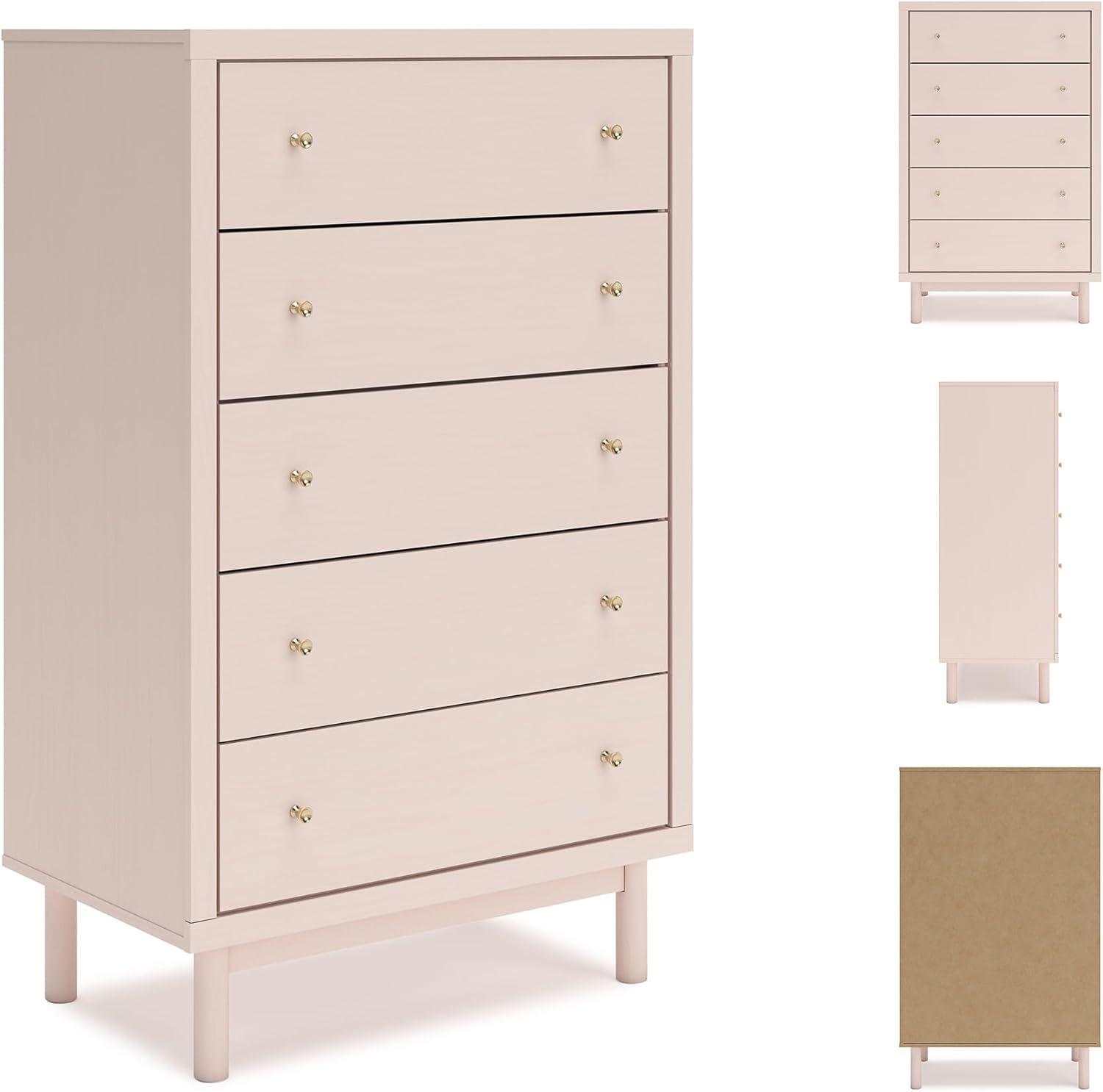 imageSignature Design by Ashley Wistenpine Modern 6Drawer Dresser with Safety Stop Pink5 Drawer Chest
