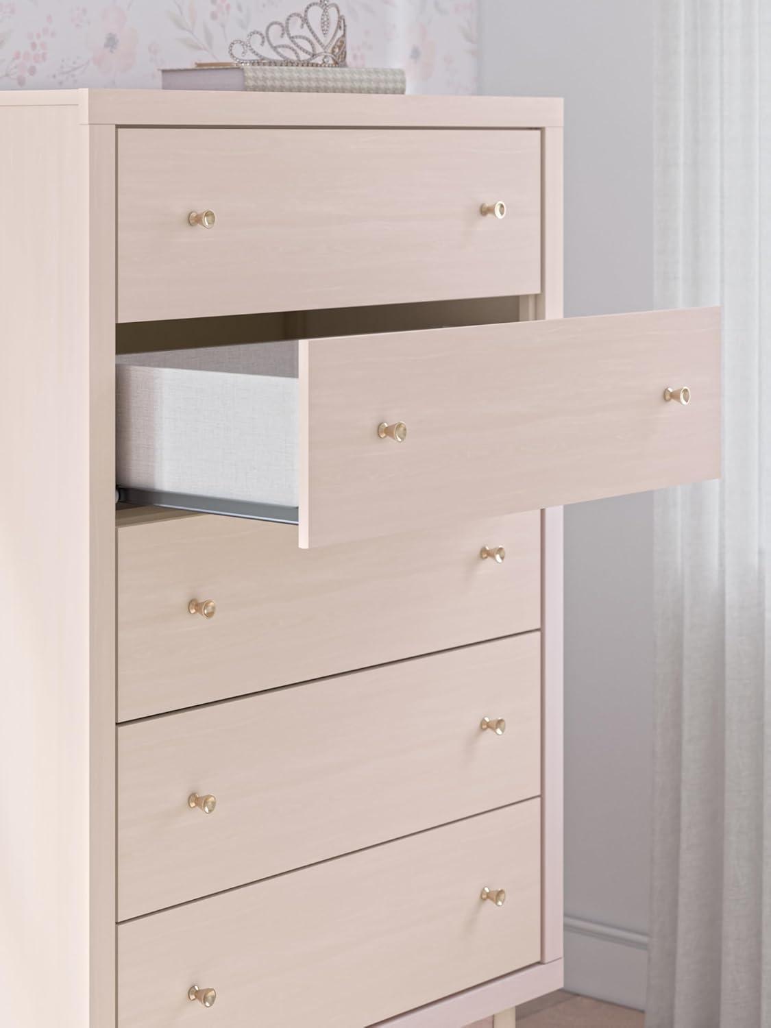 imageSignature Design by Ashley Wistenpine Modern 6Drawer Dresser with Safety Stop Pink5 Drawer Chest