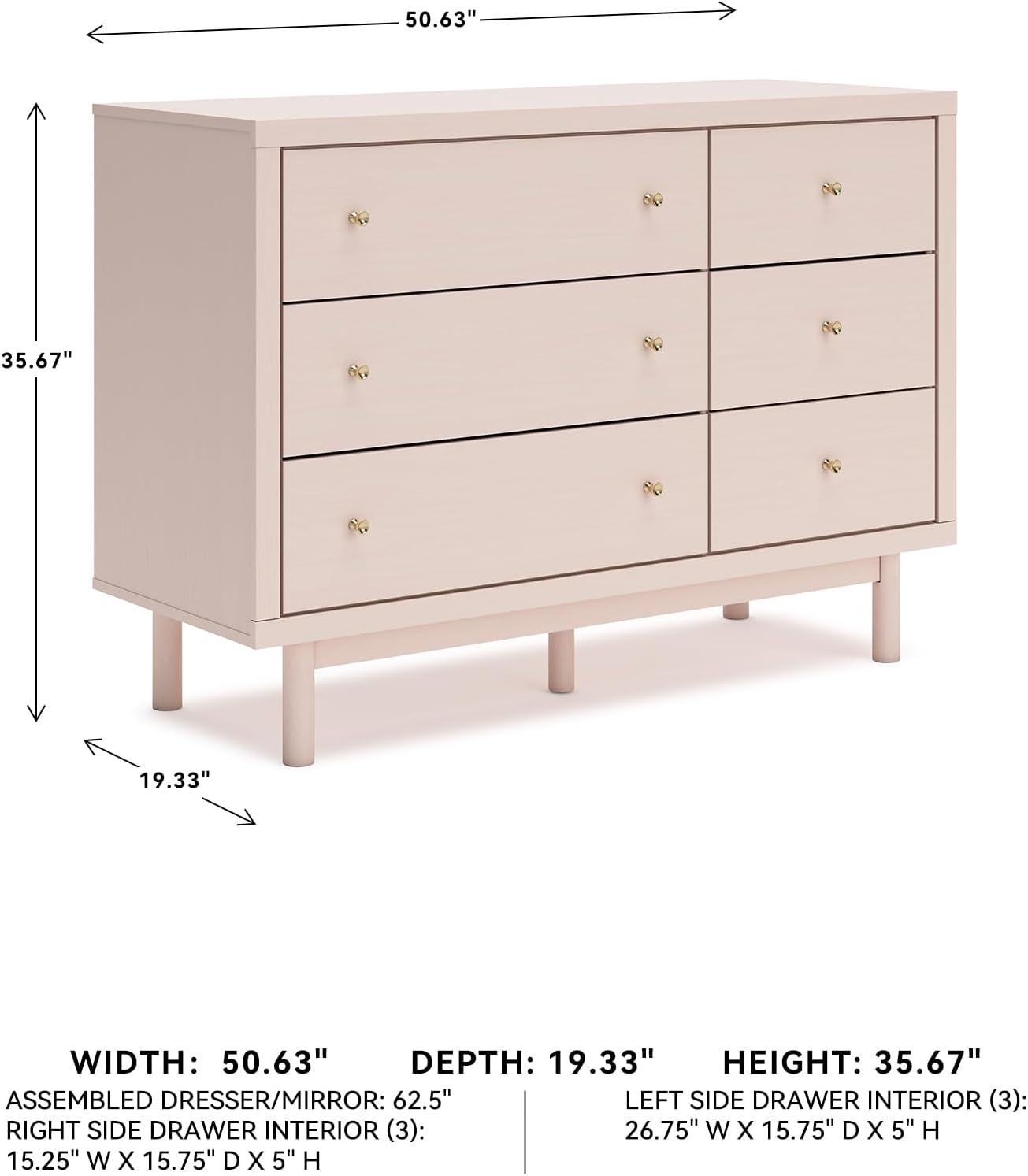 imageSignature Design by Ashley Wistenpine Modern 6Drawer Dresser with Safety Stop Pink6 Drawer Dresser