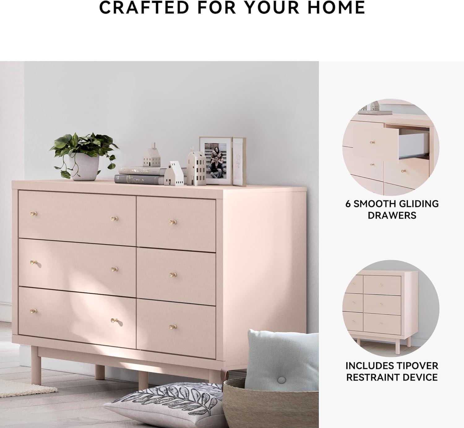 imageSignature Design by Ashley Wistenpine Modern 6Drawer Dresser with Safety Stop Pink6 Drawer Dresser
