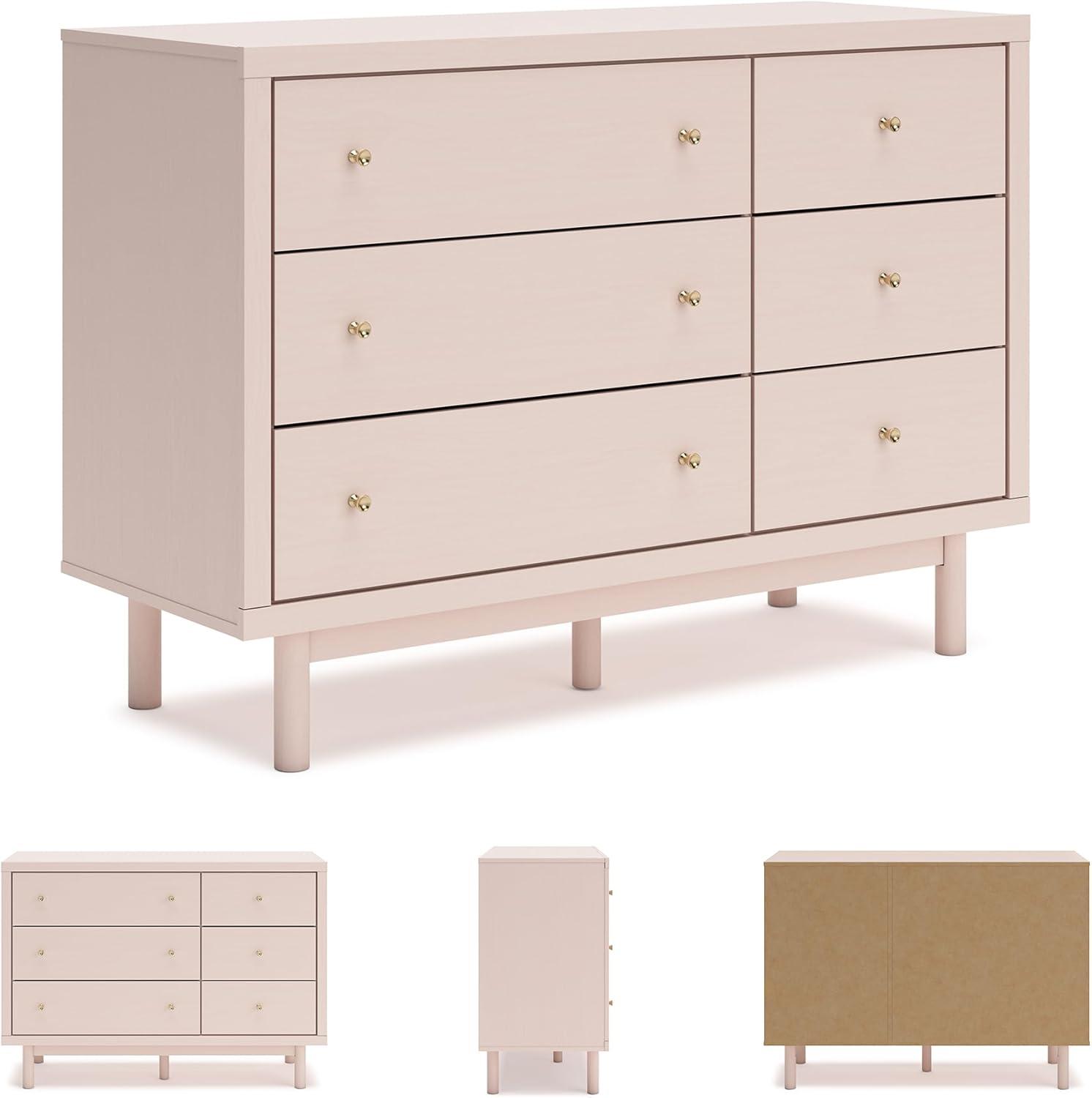 imageSignature Design by Ashley Wistenpine Modern 6Drawer Dresser with Safety Stop Pink6 Drawer Dresser