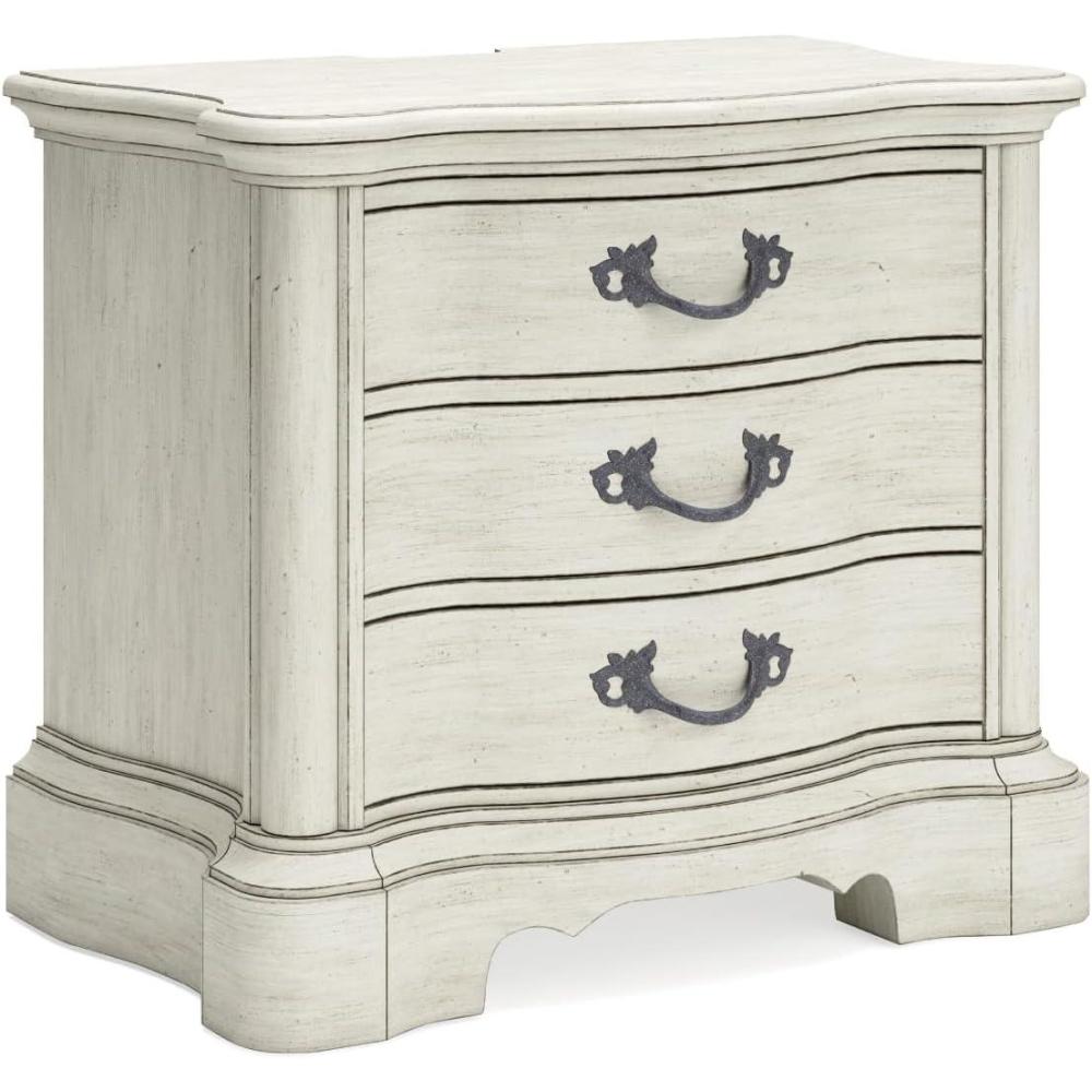 imageSignature Design by Ashley Arlendyne Classic 3 Drawer Nightstand with Power Supply and USB Ports 295quot Tall White