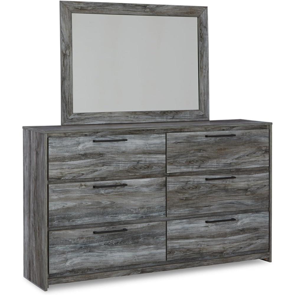 imageSignature Design by Ashley Baystorm Urban SmoothGliding 6Drawer Dresser and Mirror with Safety Stop Gray