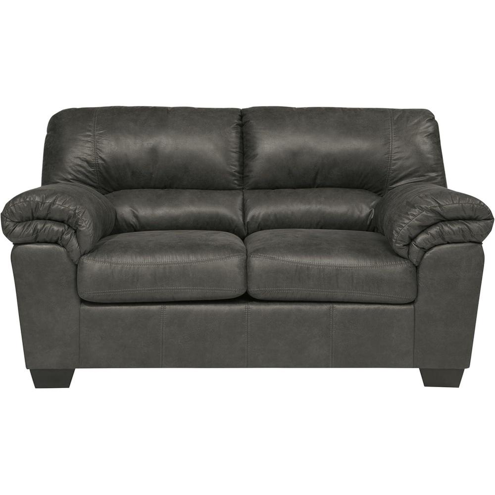 imageSignature Design by Ashley Bladen Faux Leather Loveseat Gray